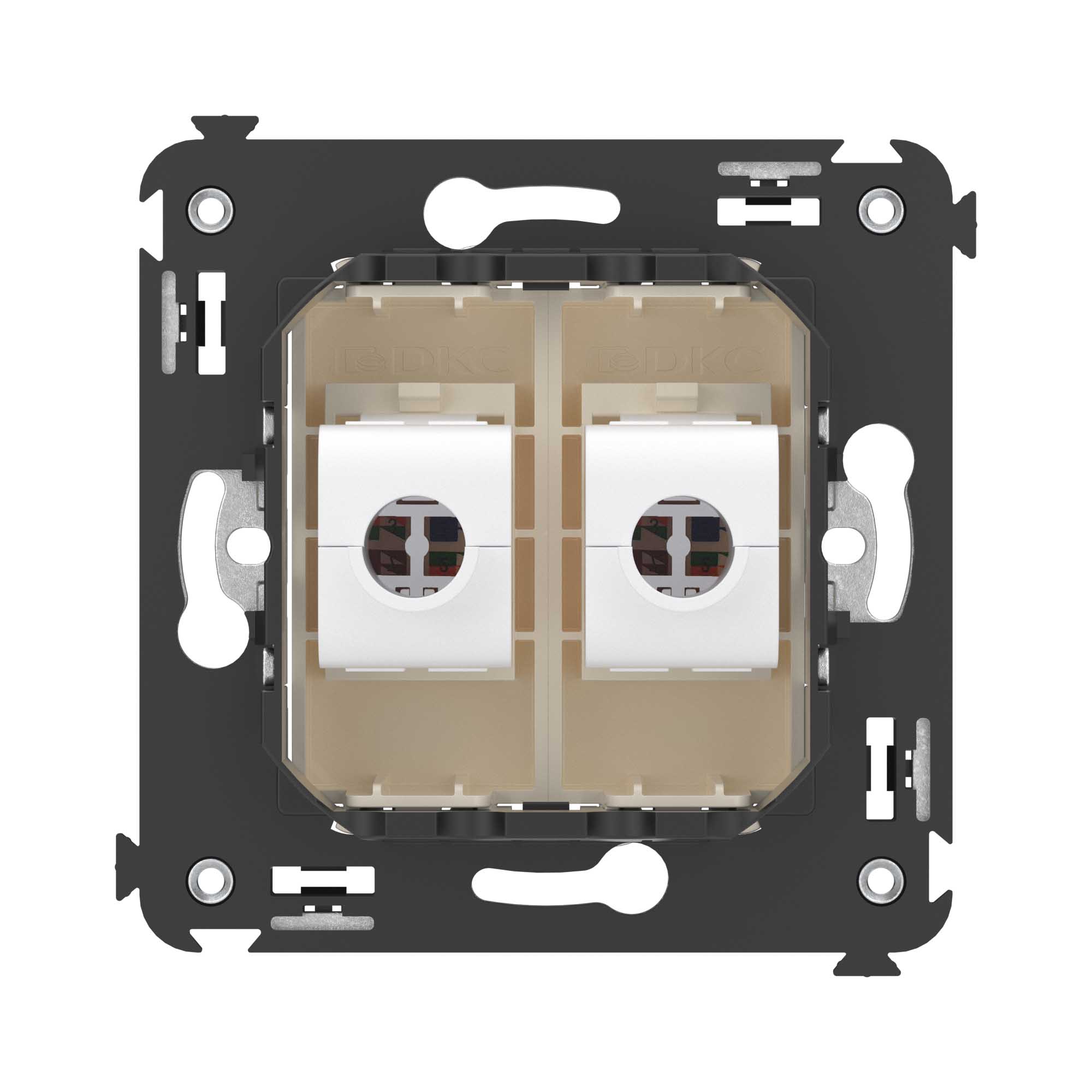 Компьютерная розетка RJ-45 без шторки в стену, кат.5е двойная, "Avanti", "Ванильная дымка"