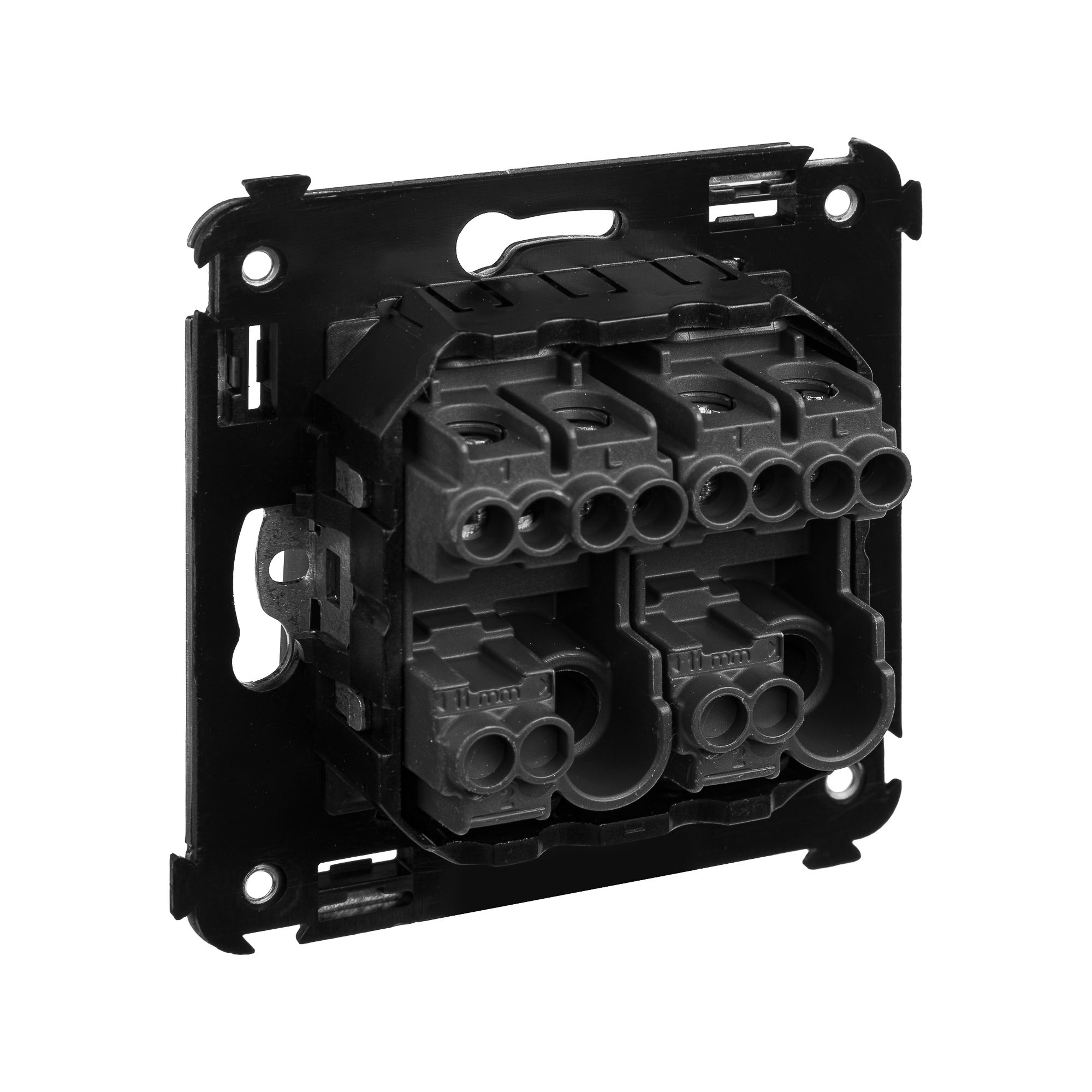 Кнопка двухклавишная в стену, "Avanti", "Черный матовый"