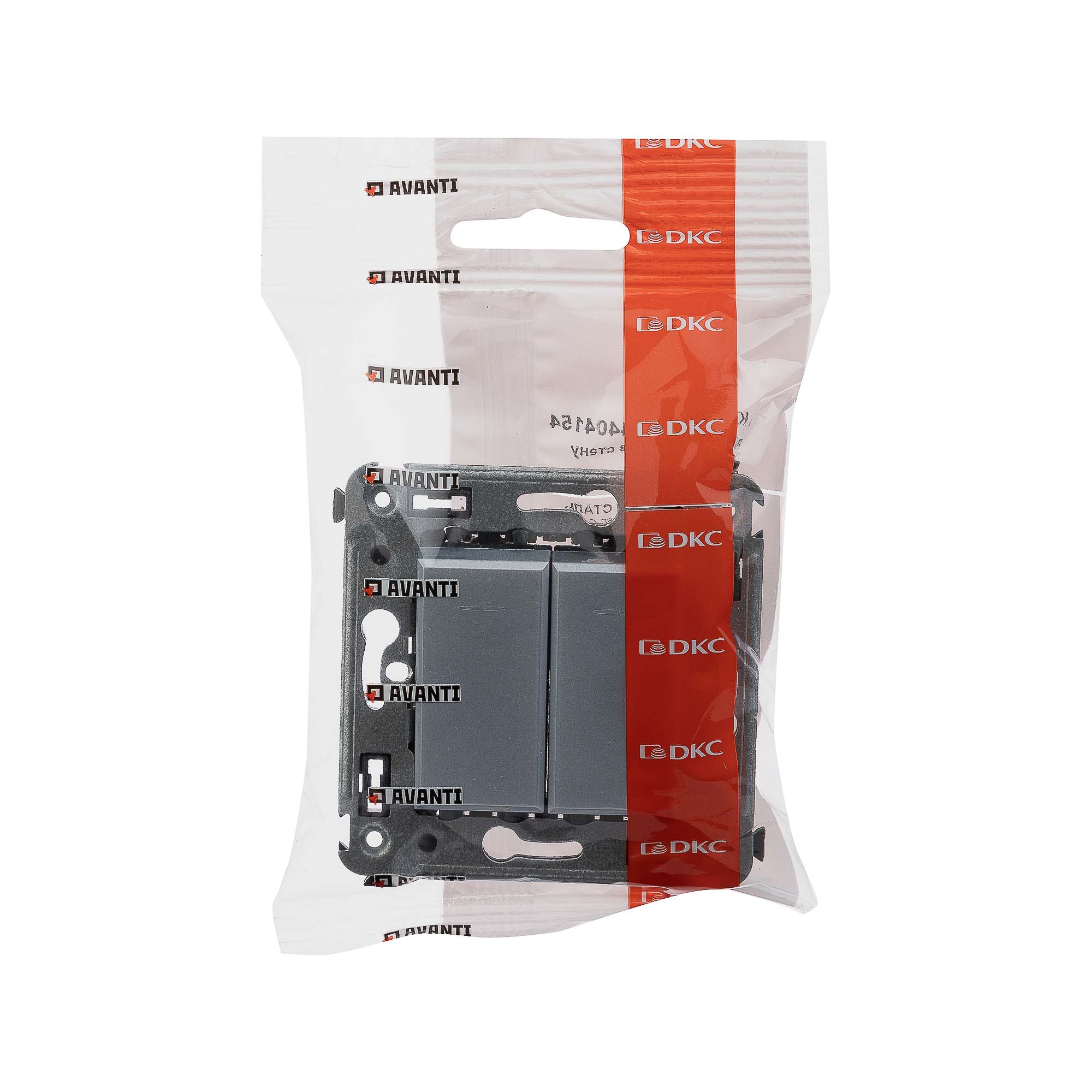 Кнопка двухклавишная в стену, "Avanti", "Закаленная сталь"