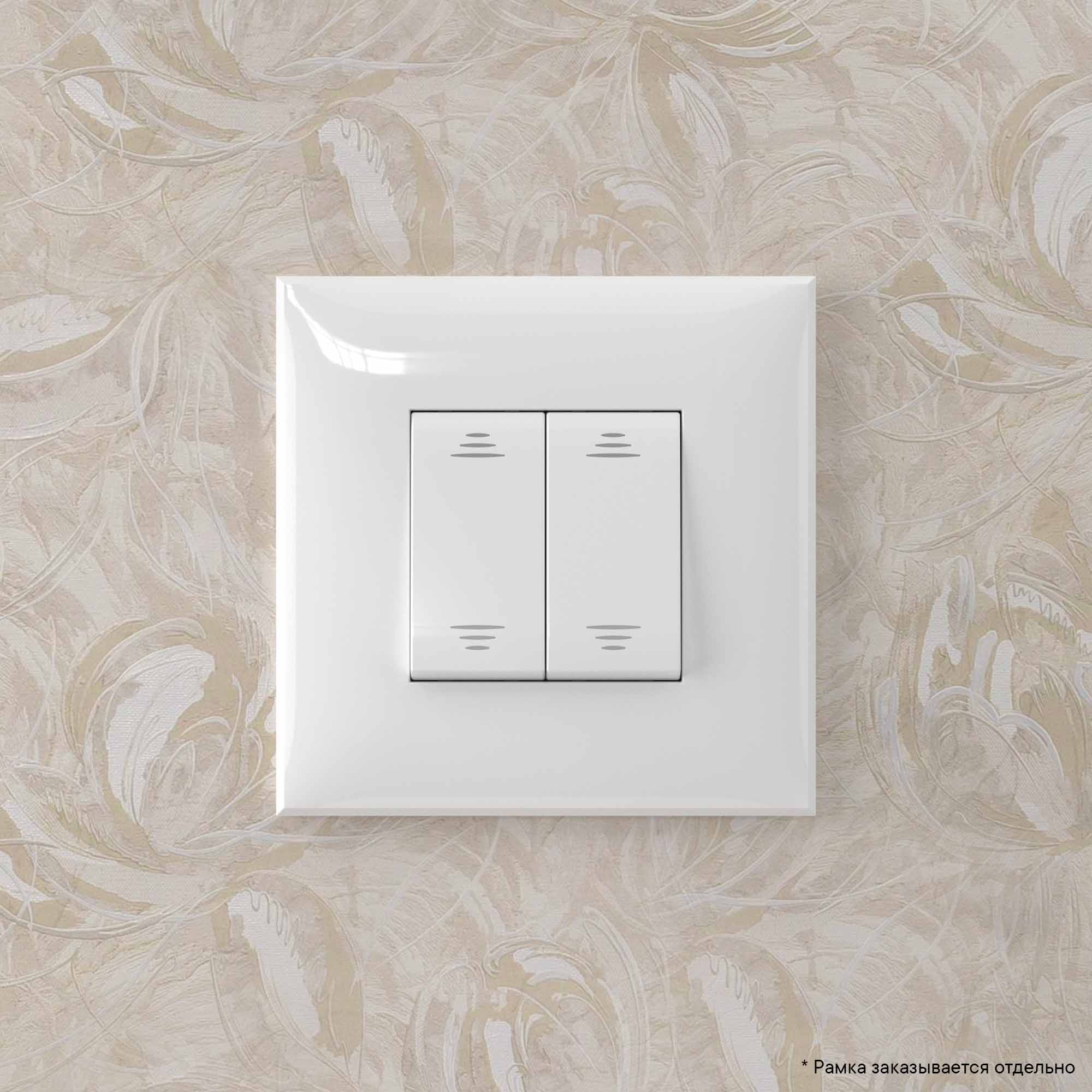 Переключатель двухклавишный в стену, "Avanti", "Белое облако"