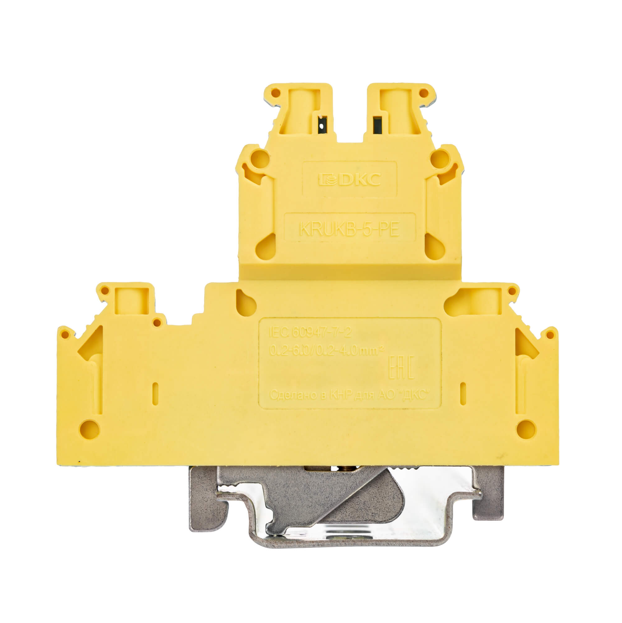 Клемма заземления двухуровневая, винтовой зажим, 4 точки подключения, 4 кв.мм