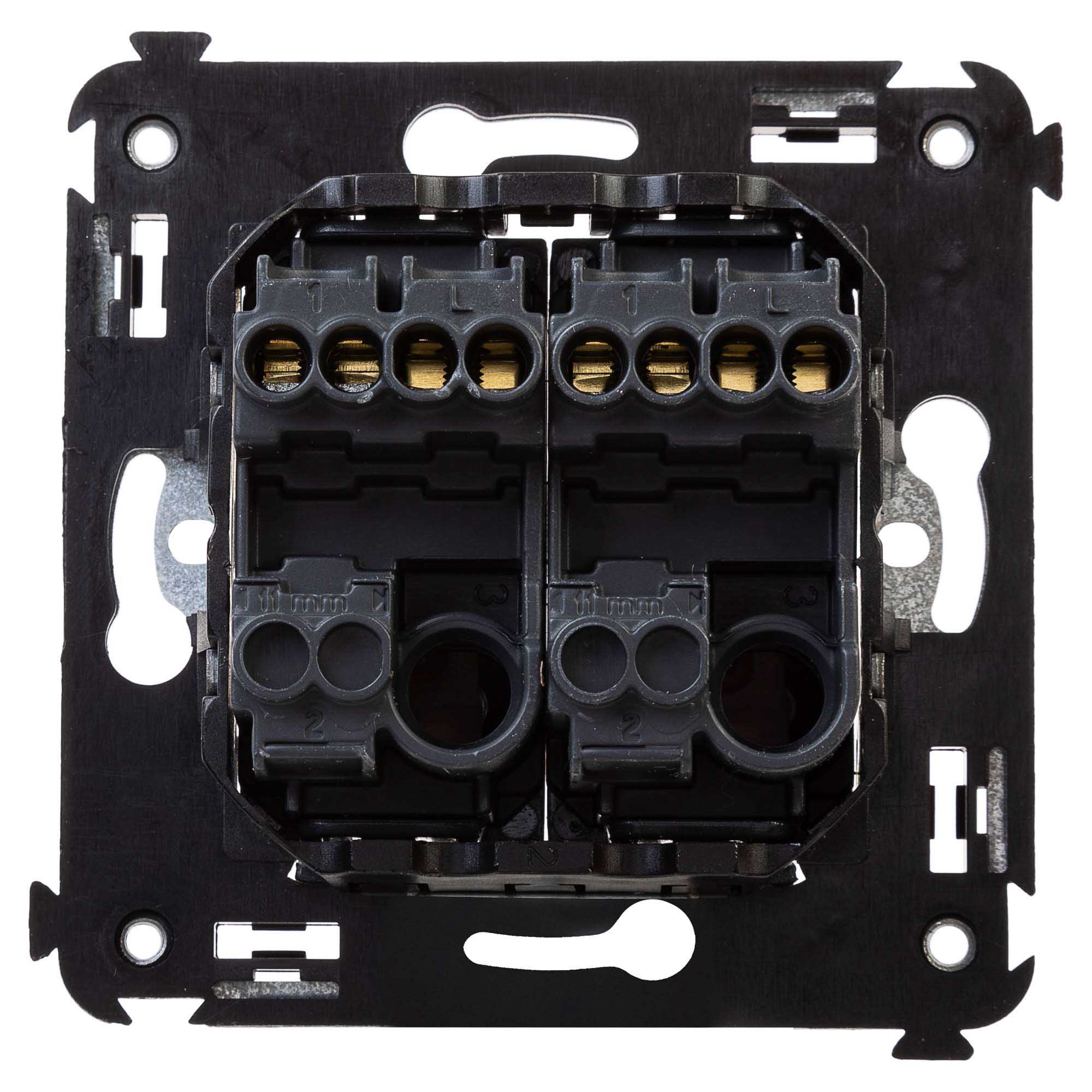 Выключатель двухклавишный в стену, "Avanti", "Черный матовый"