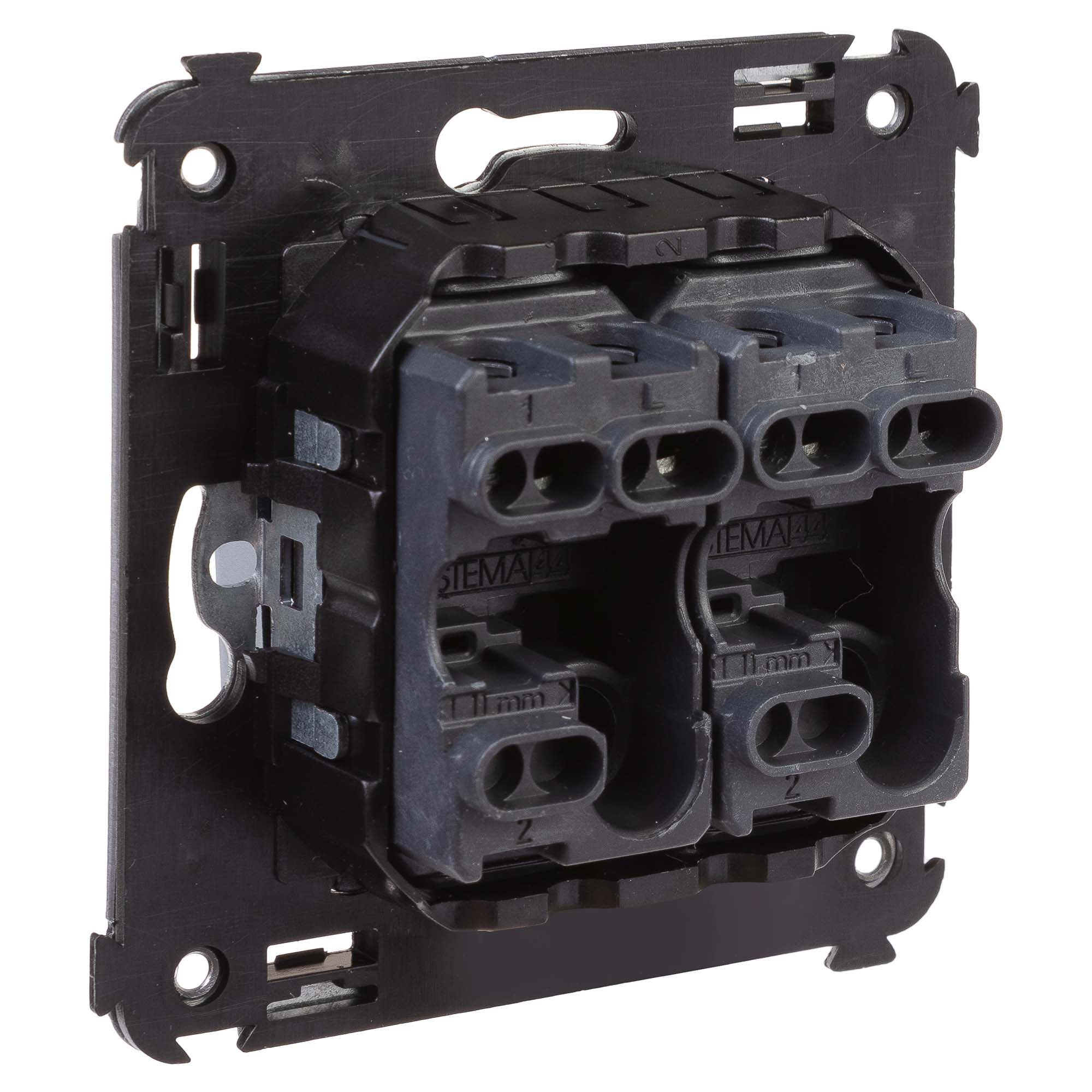 Выключатель двухклавишный в стену, "Avanti", "Закаленная сталь"