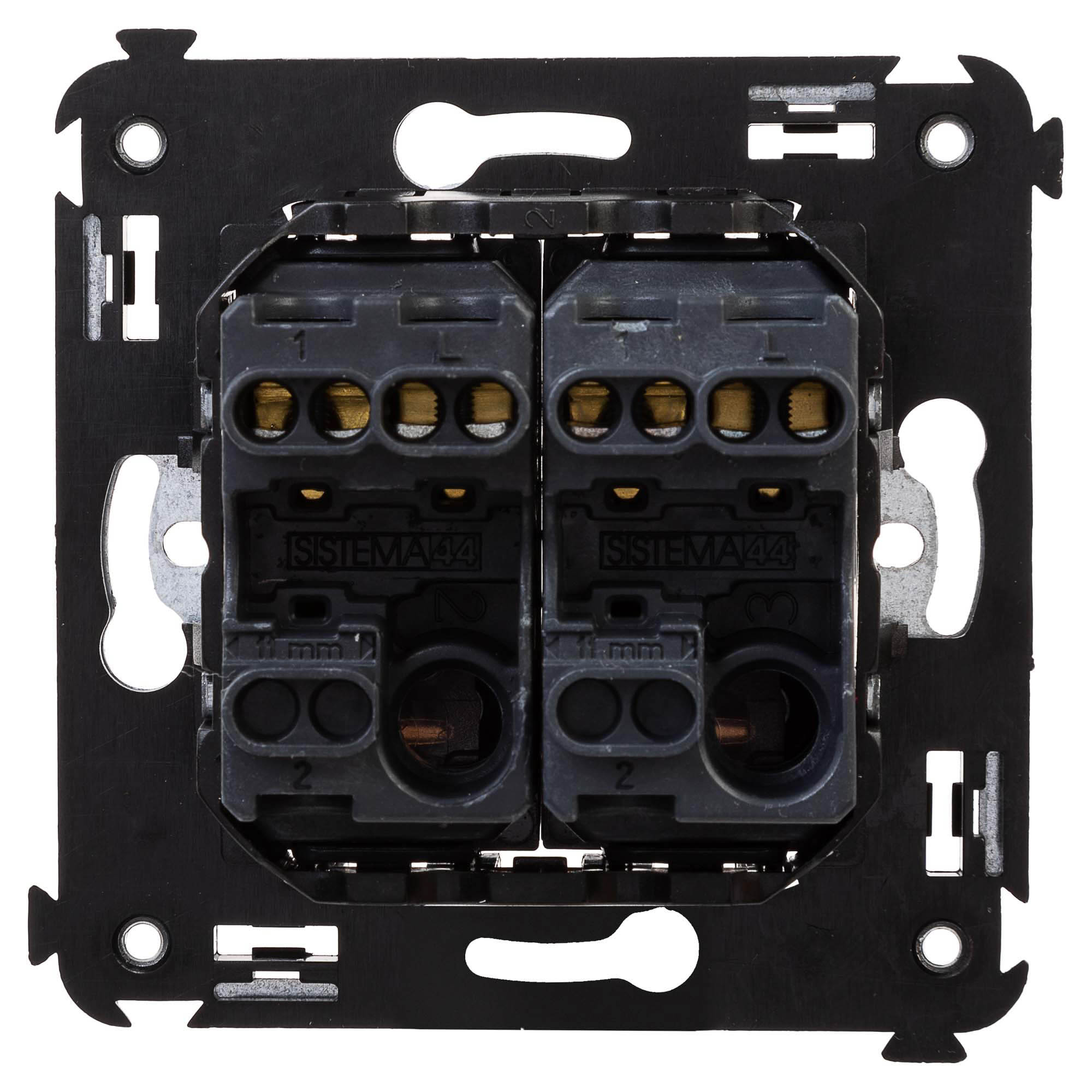 Выключатель двухклавишный в стену, "Avanti", "Закаленная сталь"