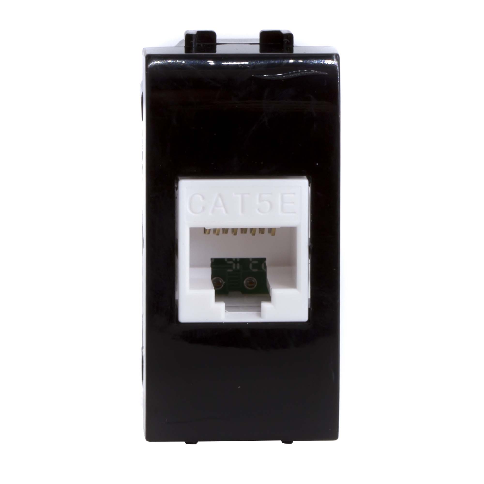 Компьютерная розетка RJ45 кат.5e, Brava, черная, 1мод