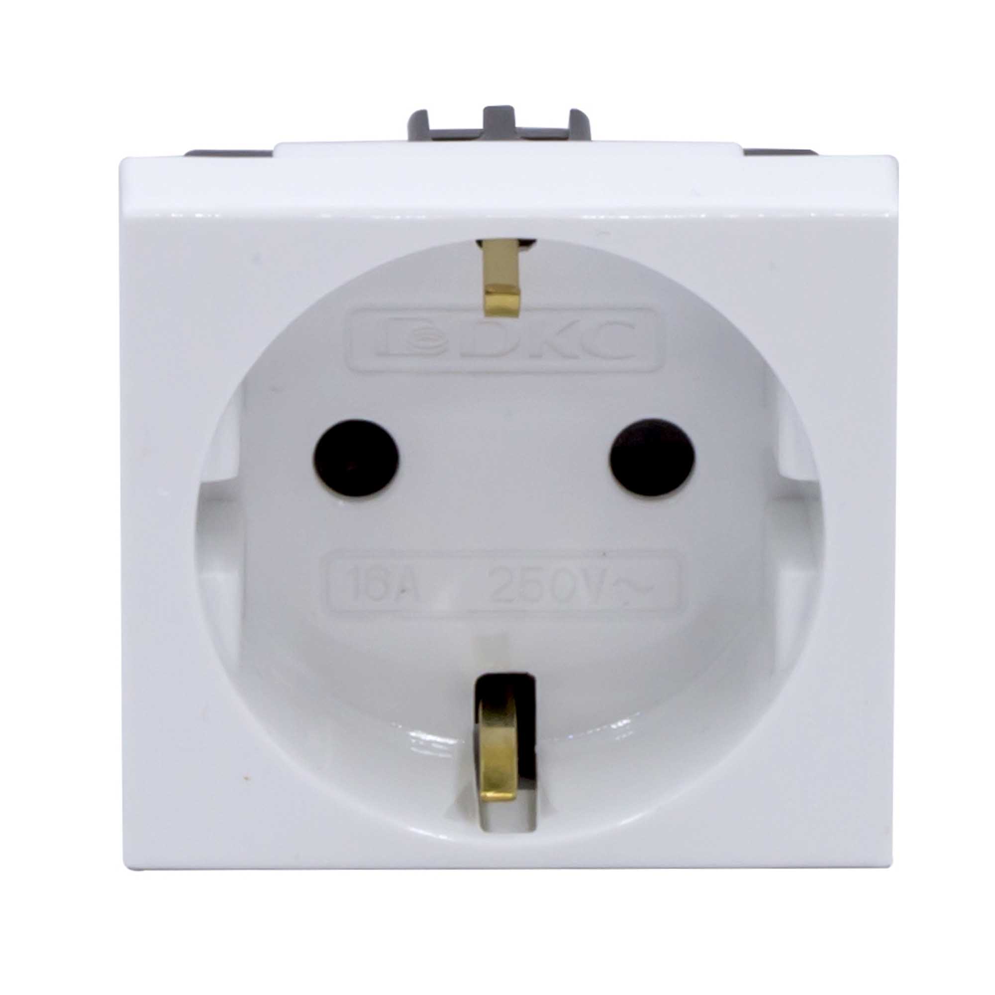 Розетка силовая 2Р+Е, со шторками, "Viva", 2 мод., цвет белый