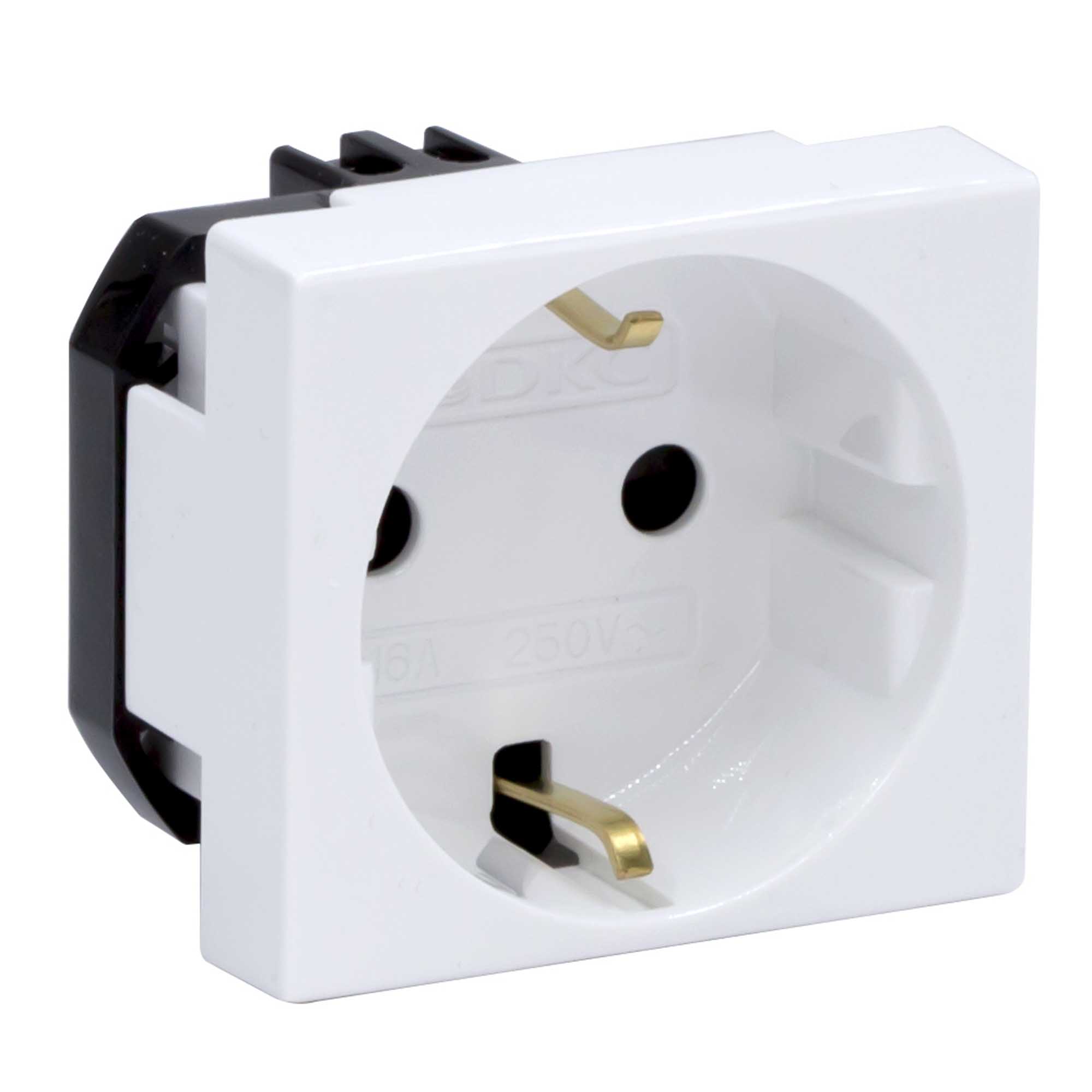 Розетка силовая 2Р+Е, со шторками, "Viva", 2 мод., цвет белый