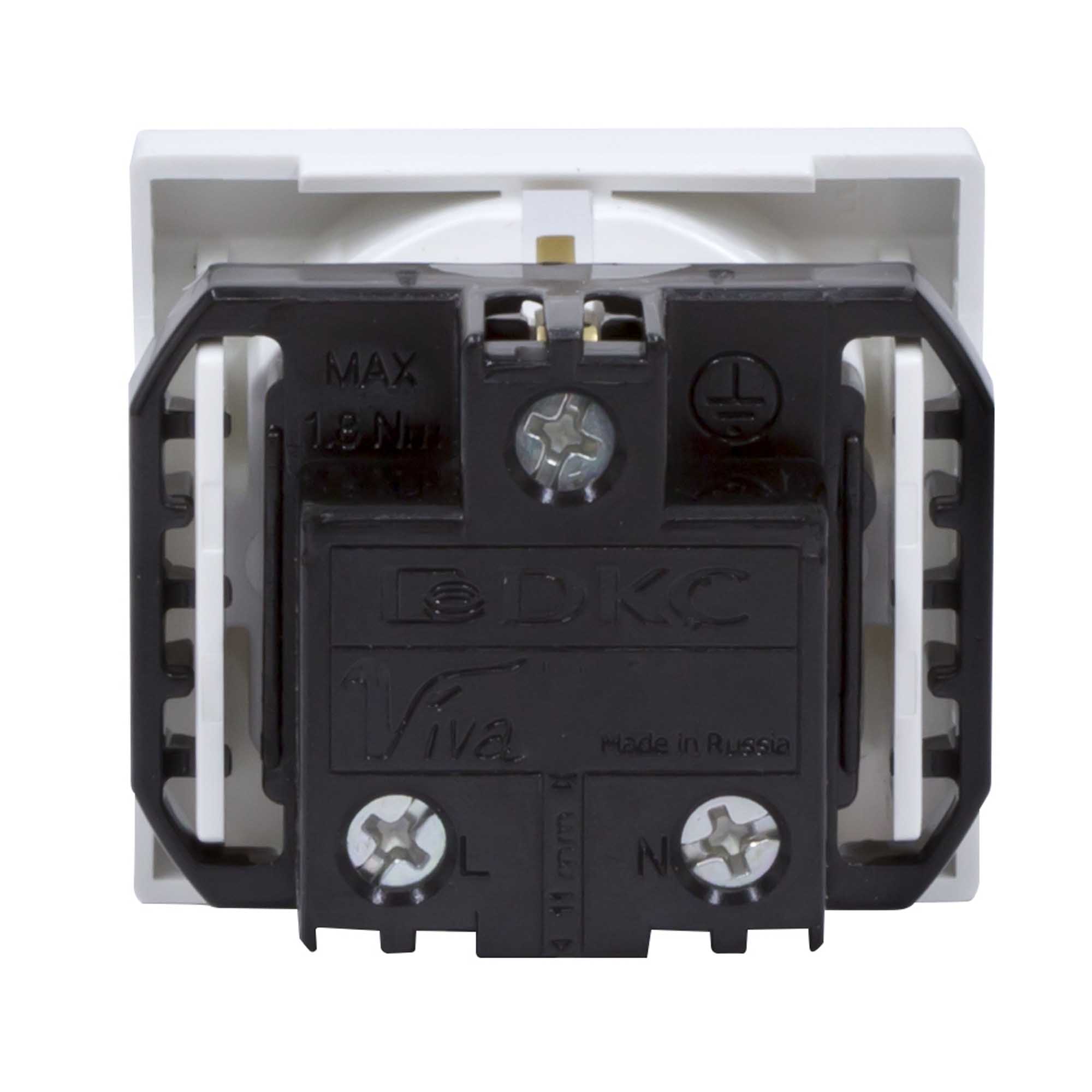 Розетка силовая 2Р+Е, со шторками, "Viva", 2 мод., цвет белый