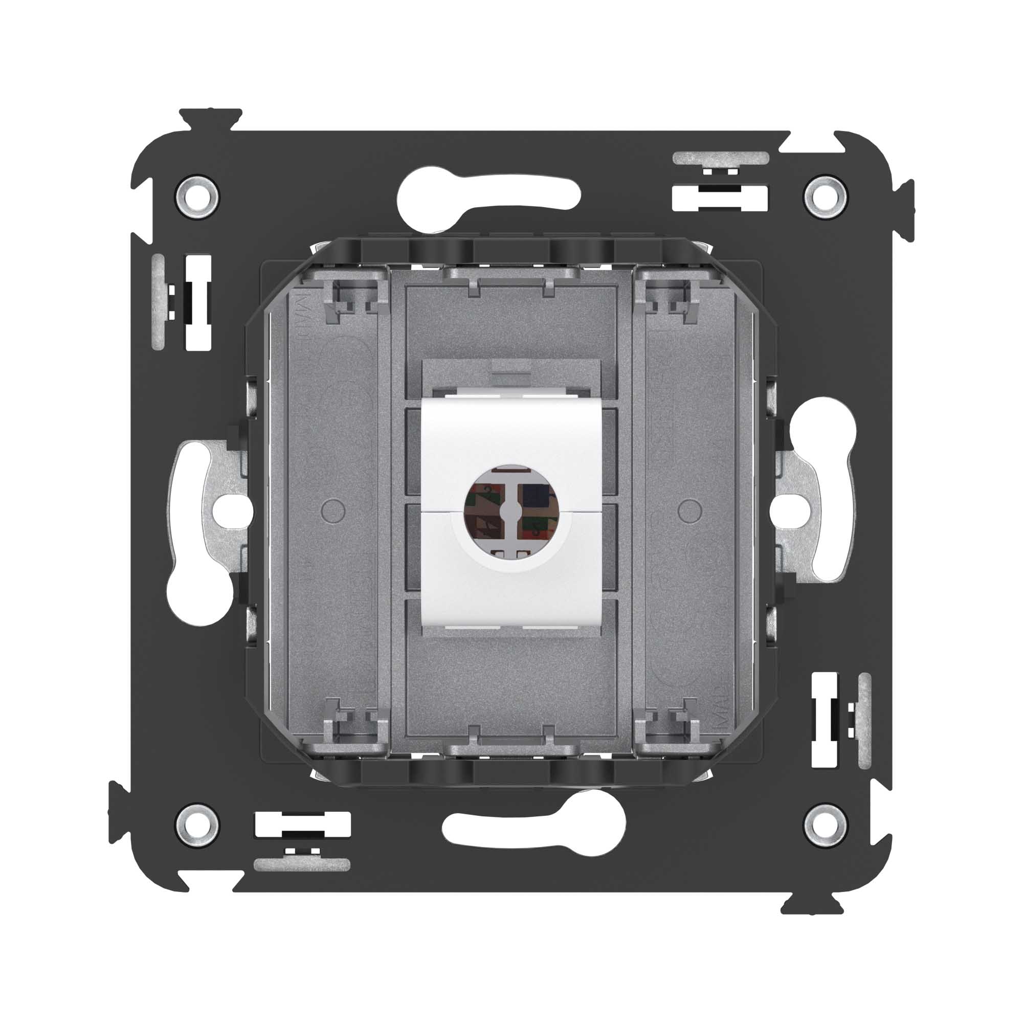 Компьютерная розетка RJ-45 без шторки в стену, кат.5е одинарная, "Avanti", "Закаленная сталь"