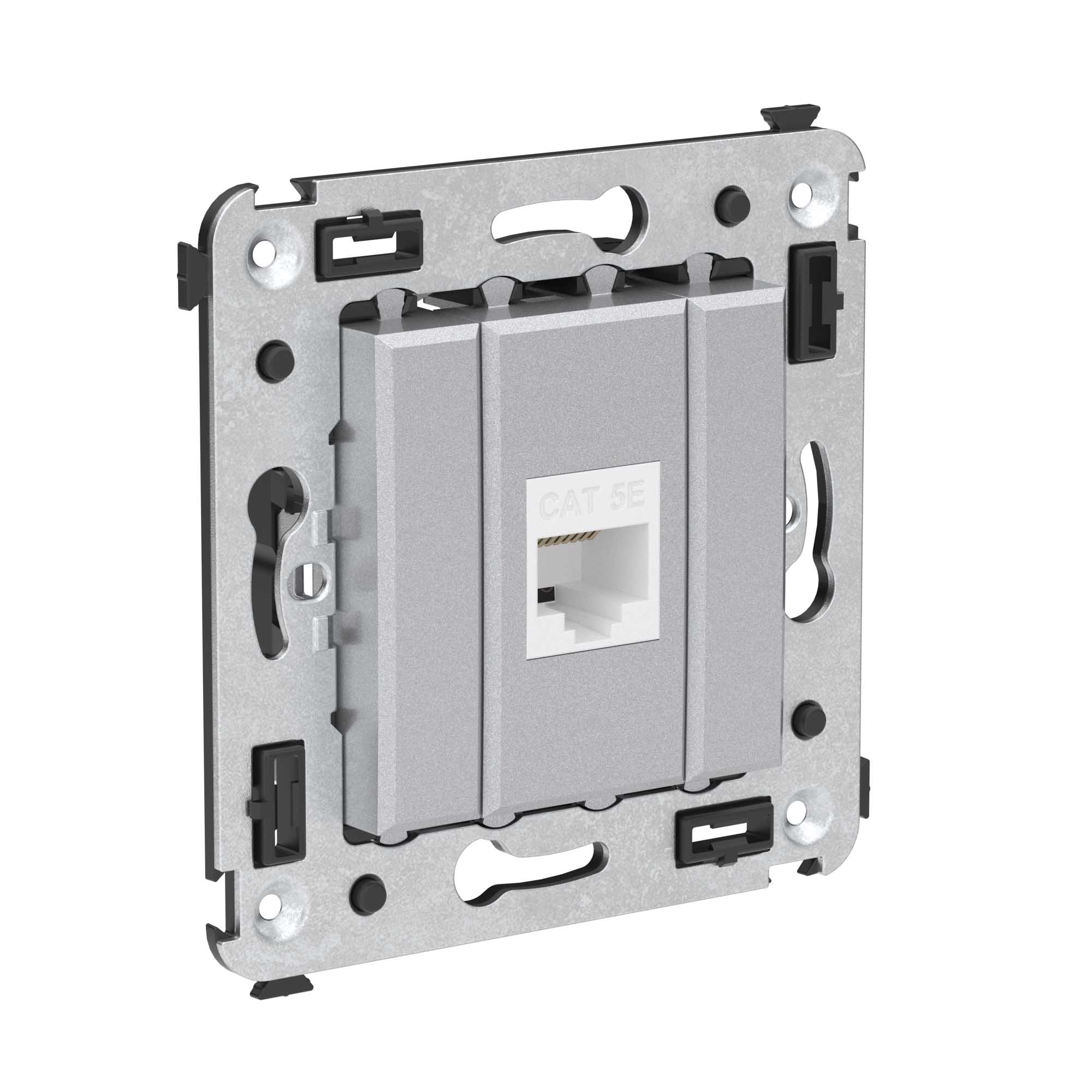 Компьютерная розетка RJ-45 без шторки в стену, кат.5е одинарная, "Avanti", "Закаленная сталь"