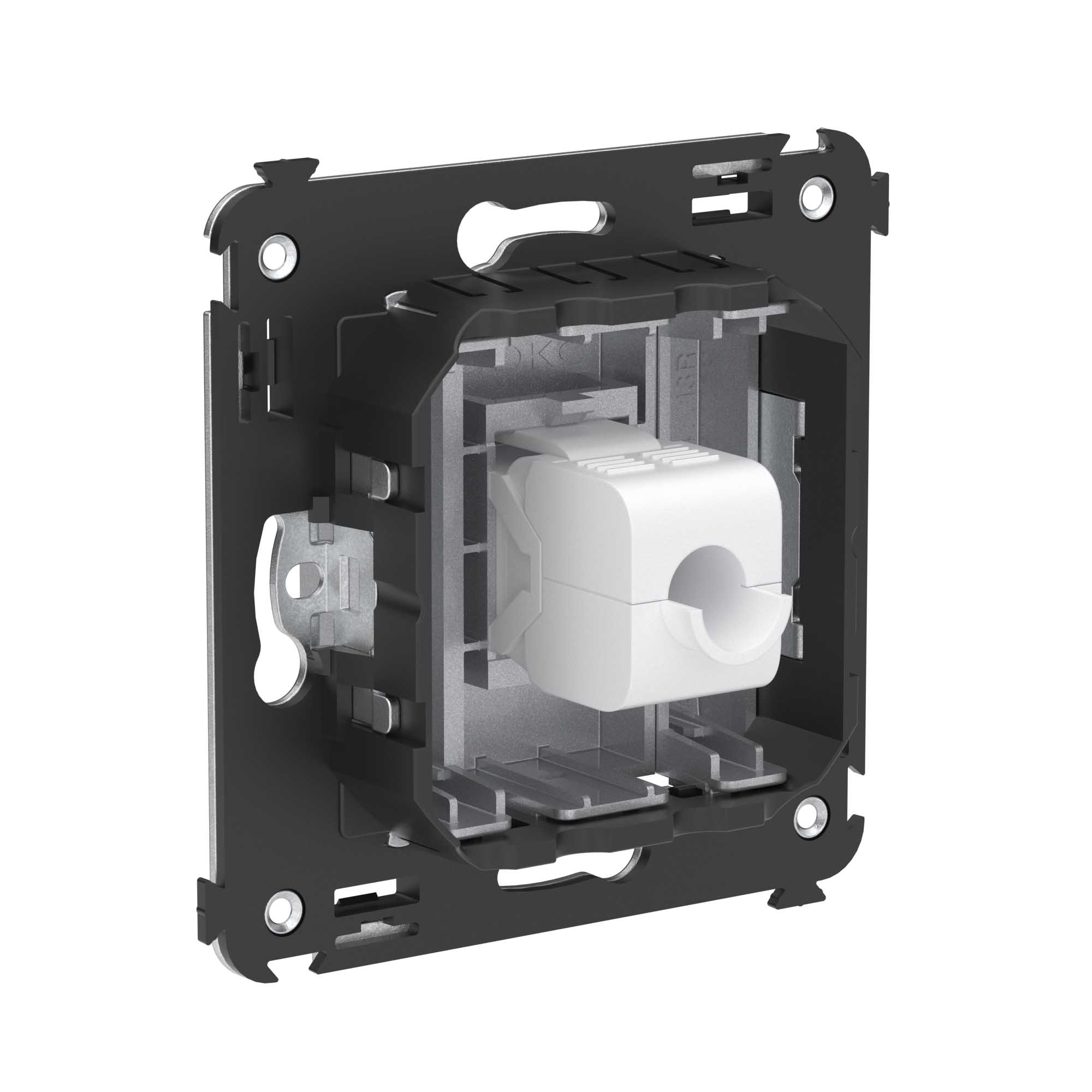 Компьютерная розетка RJ-45 без шторки в стену, кат.5е одинарная, "Avanti", "Закаленная сталь"