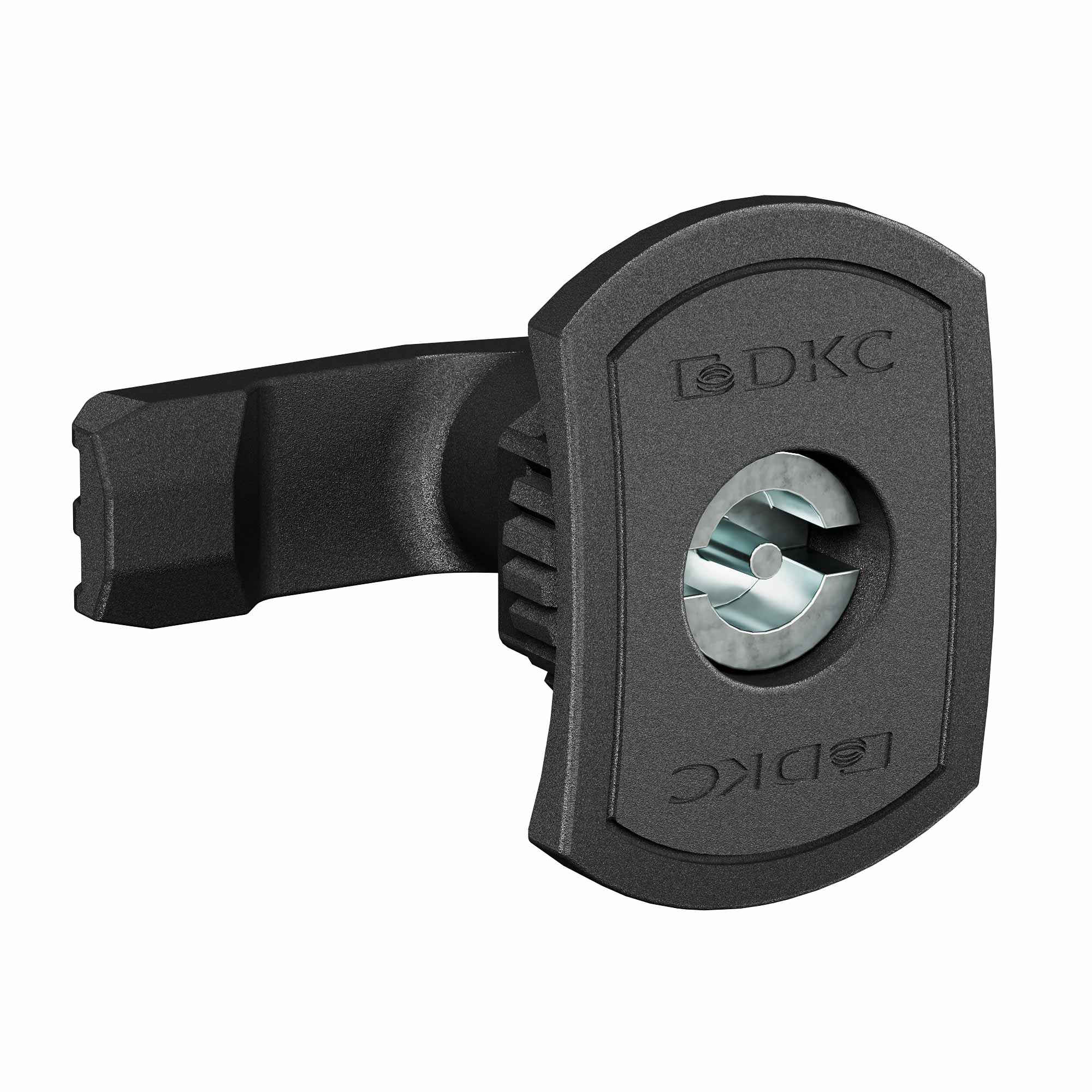 Поворотный замок с личинкой под двойную бородку 3 мм для навесныхкорпусов, полиамид, черный