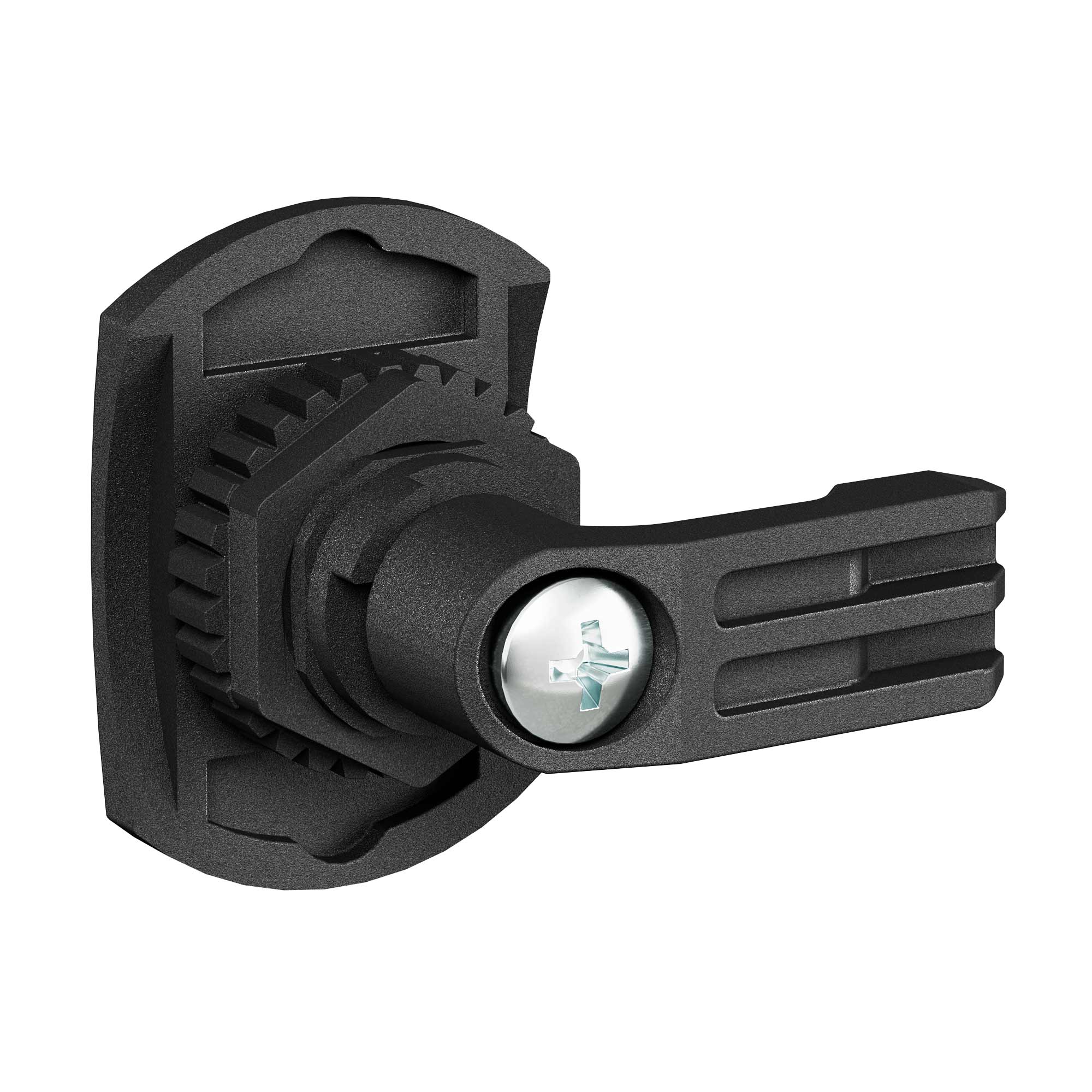 Поворотный замок с личинкой под двойную бородку 3 мм для навесныхкорпусов, полиамид, черный