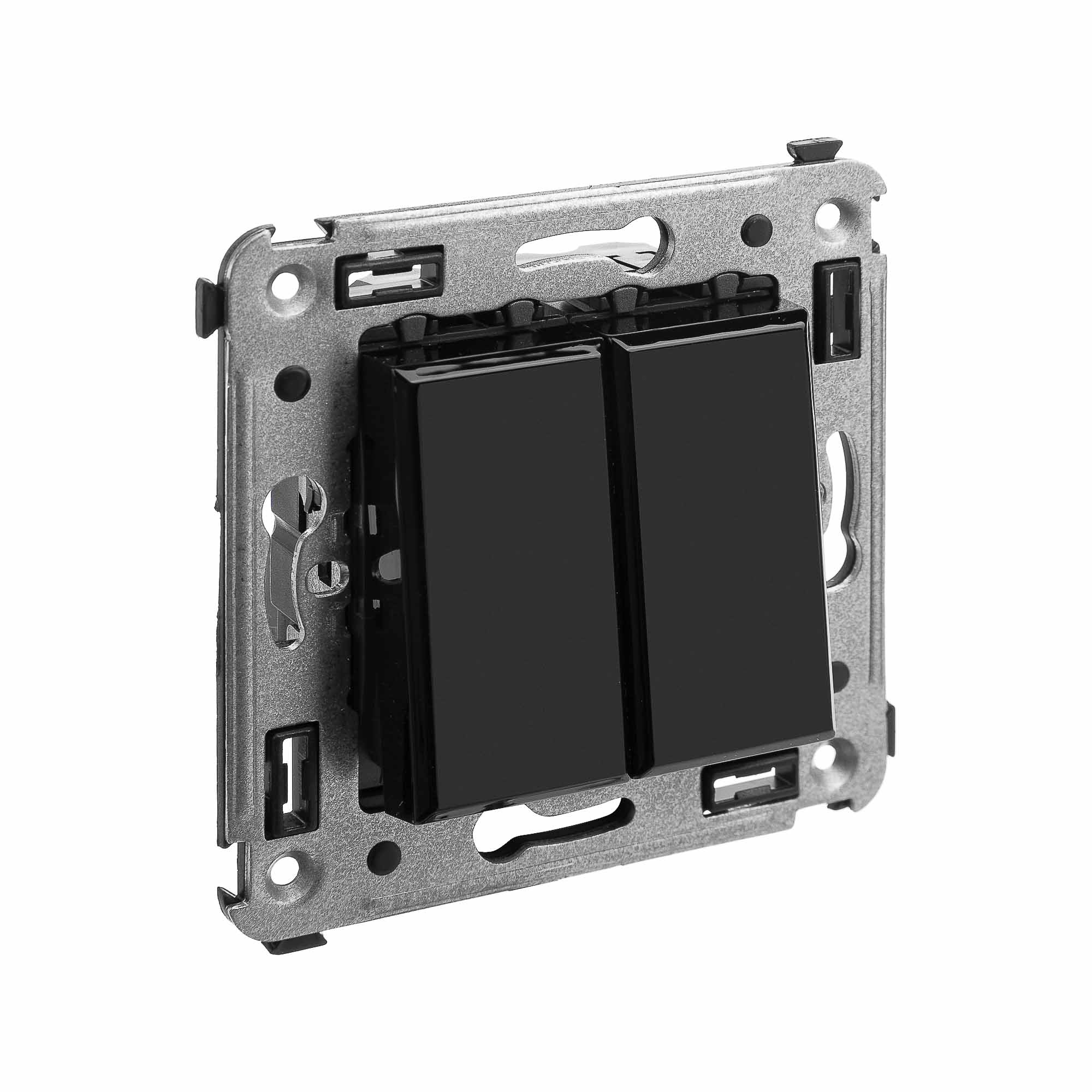 Кнопка двухклавишная в стену, "Avanti", "Черный квадрат"