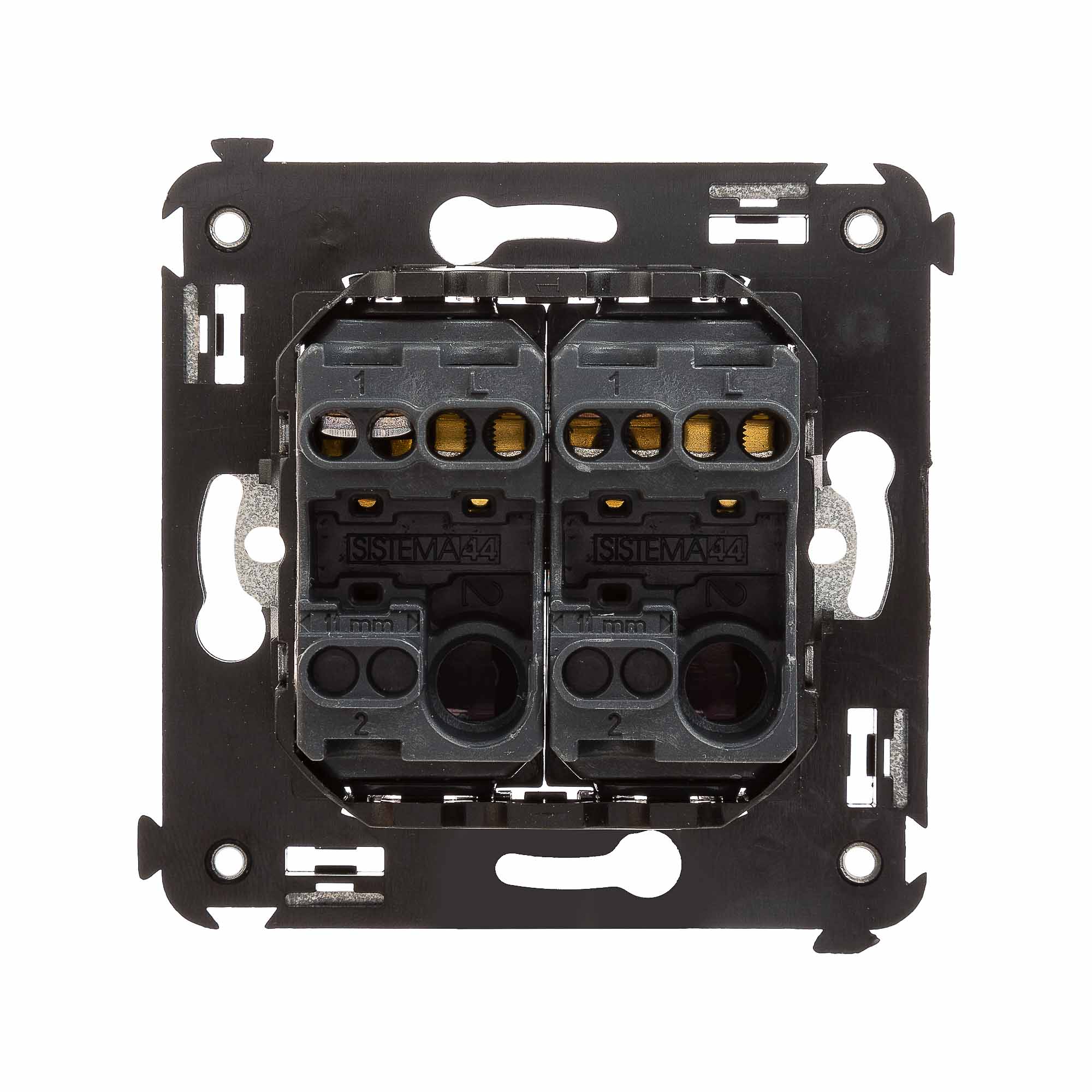 Кнопка двухклавишная в стену, "Avanti", "Черный квадрат"