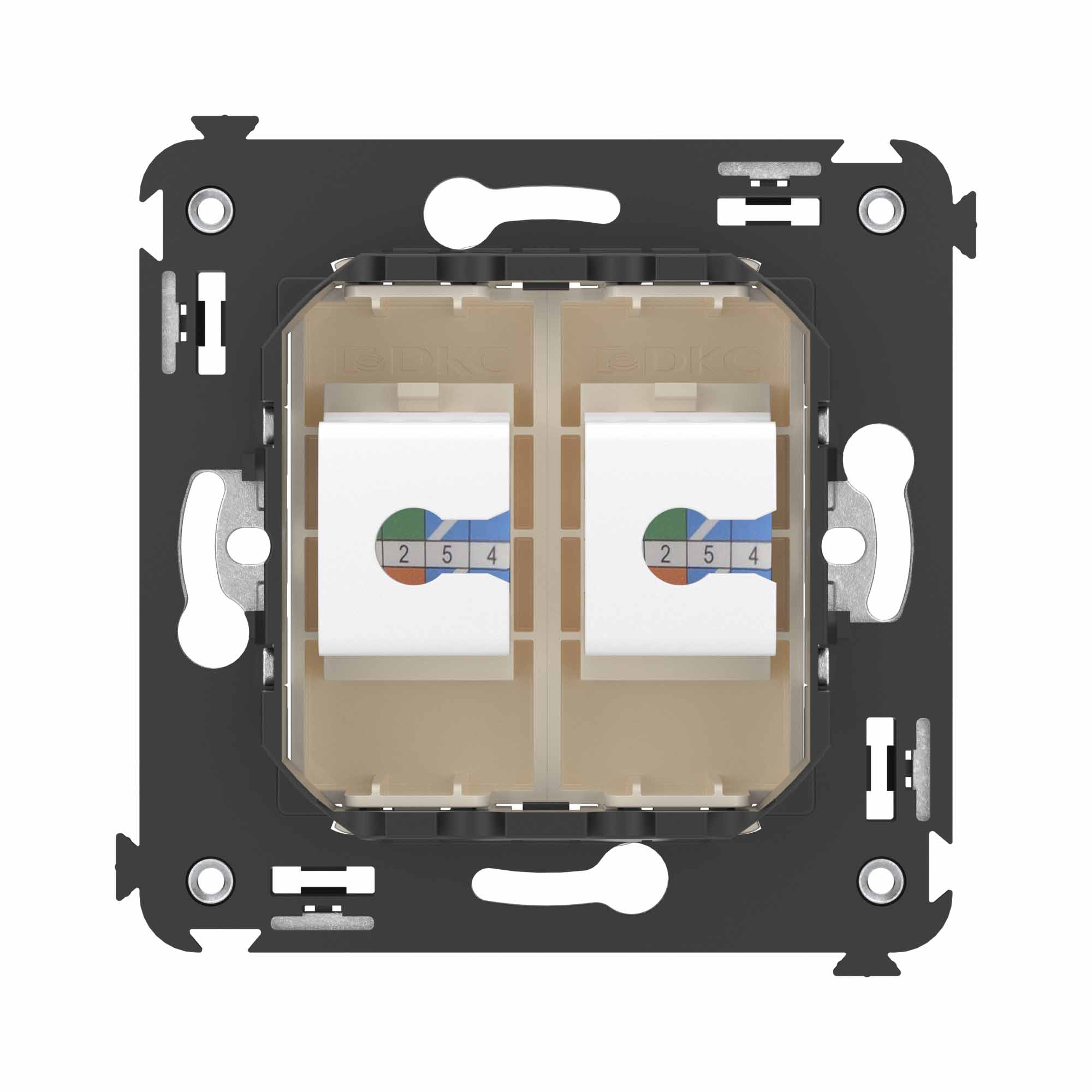 Телефонная розетка RJ-12 без шторки в стену двойная, "Avanti", "Ванильная дымка"