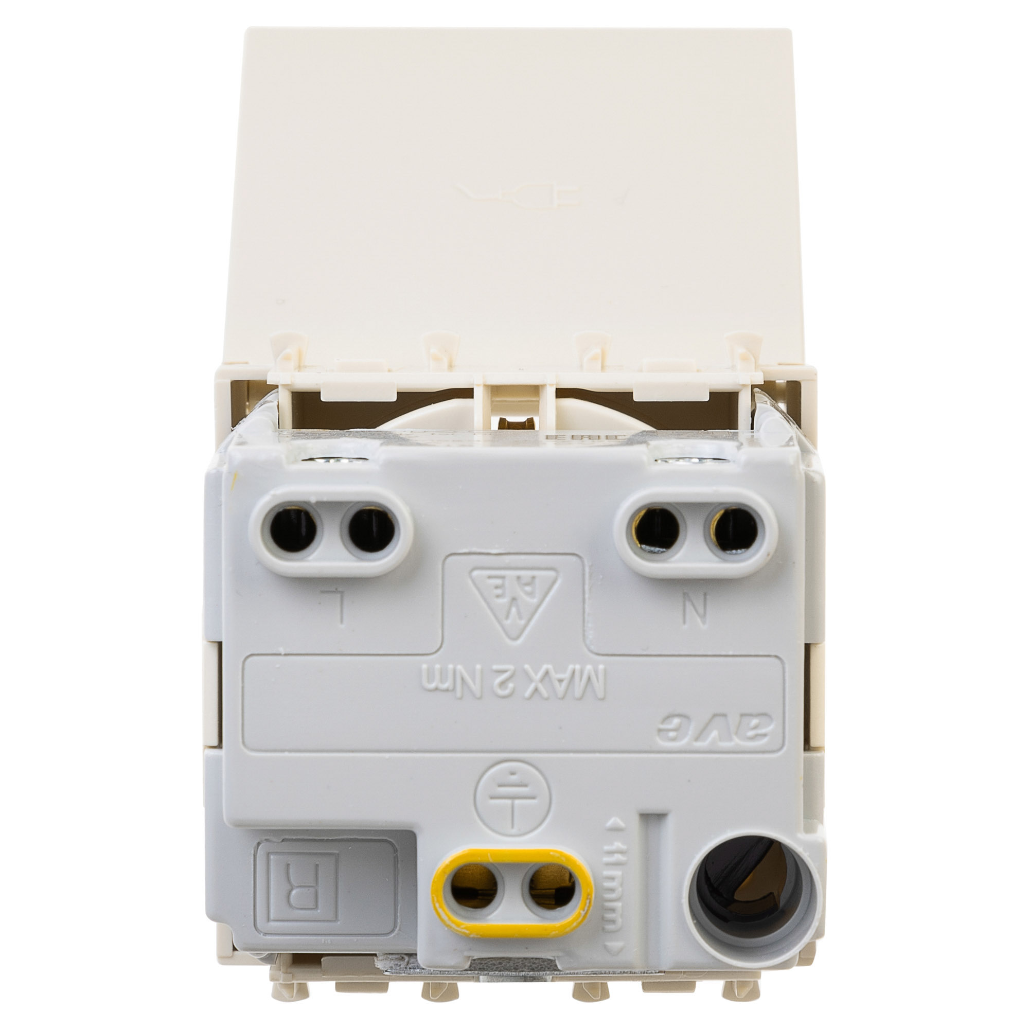 Розетка с крышкой модульная, 2P+E, с з/ш, "Avanti", "Ванильная дымка", 2 модуля