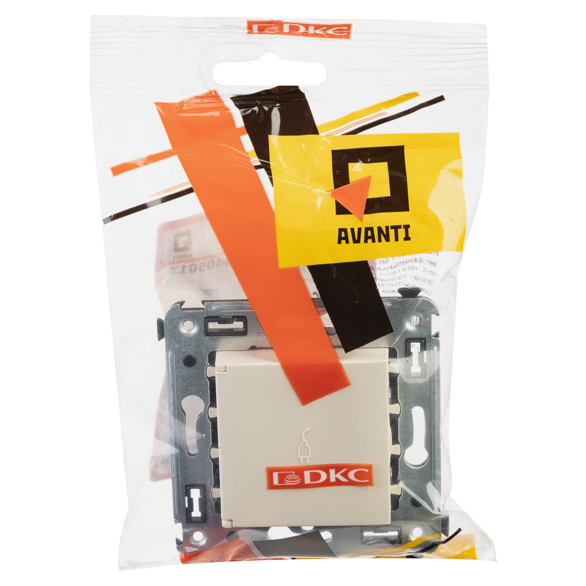 Розетка с крышкой в стену, 2P+E, с з/ш, "Avanti", "Ванильная дымка"