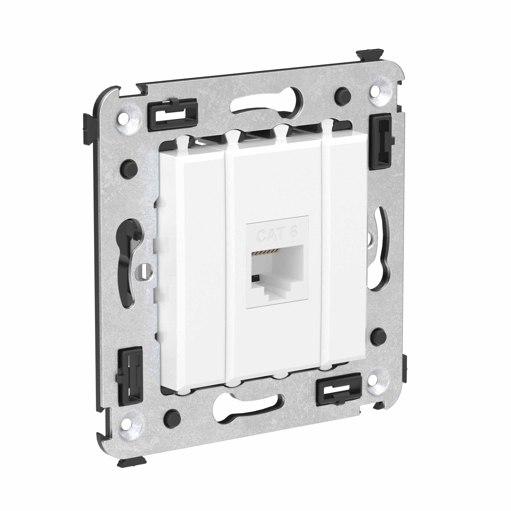 Компьютерная розетка RJ-45 без шторки в стену, кат.6 одинарная, "Avanti", "Белое облако"