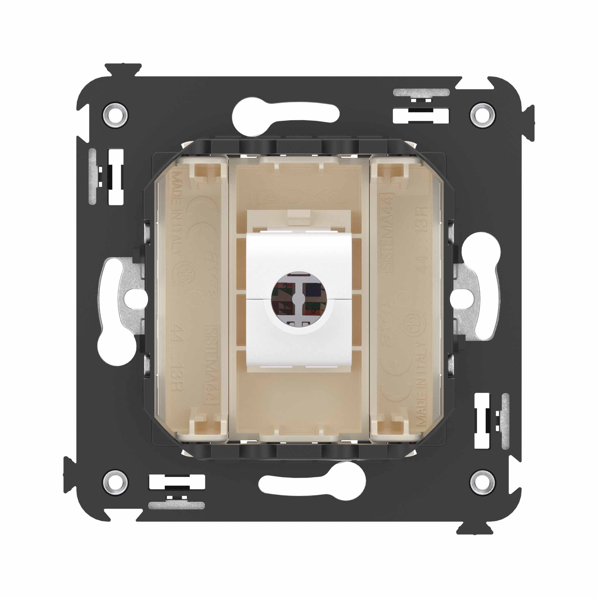 Компьютерная розетка RJ-45 без шторки в стену, кат.6 одинарная, "Avanti", "Ванильная дымка"