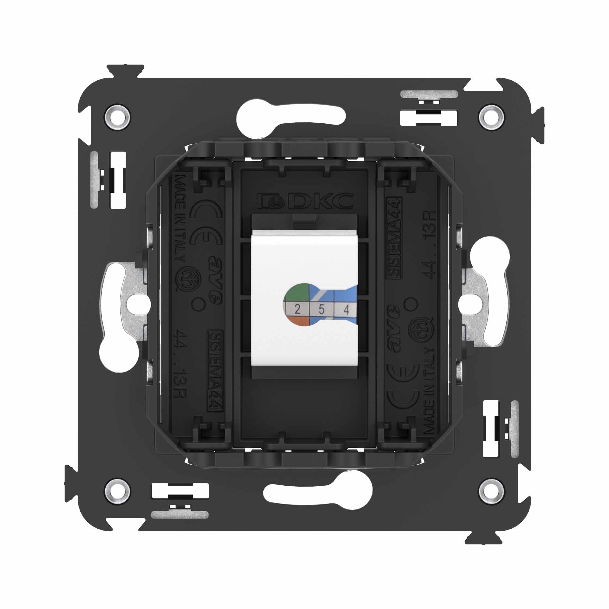 Телефонная розетка RJ-12 без шторки в стену одинарная, "Avanti", "Черный матовый"