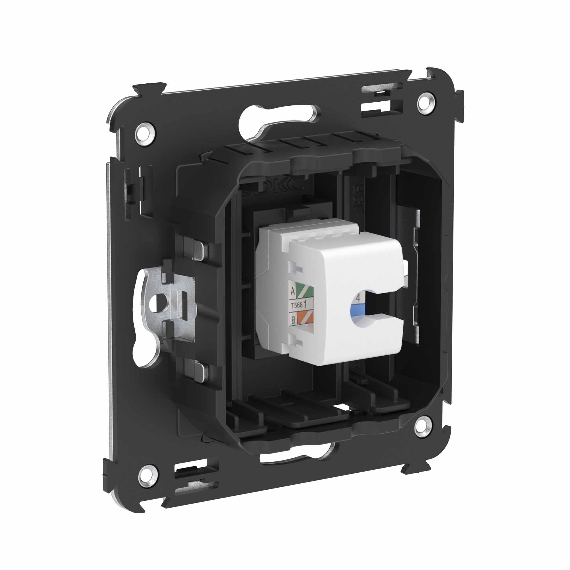 Телефонная розетка RJ-12 без шторки в стену одинарная, "Avanti", "Черный матовый"