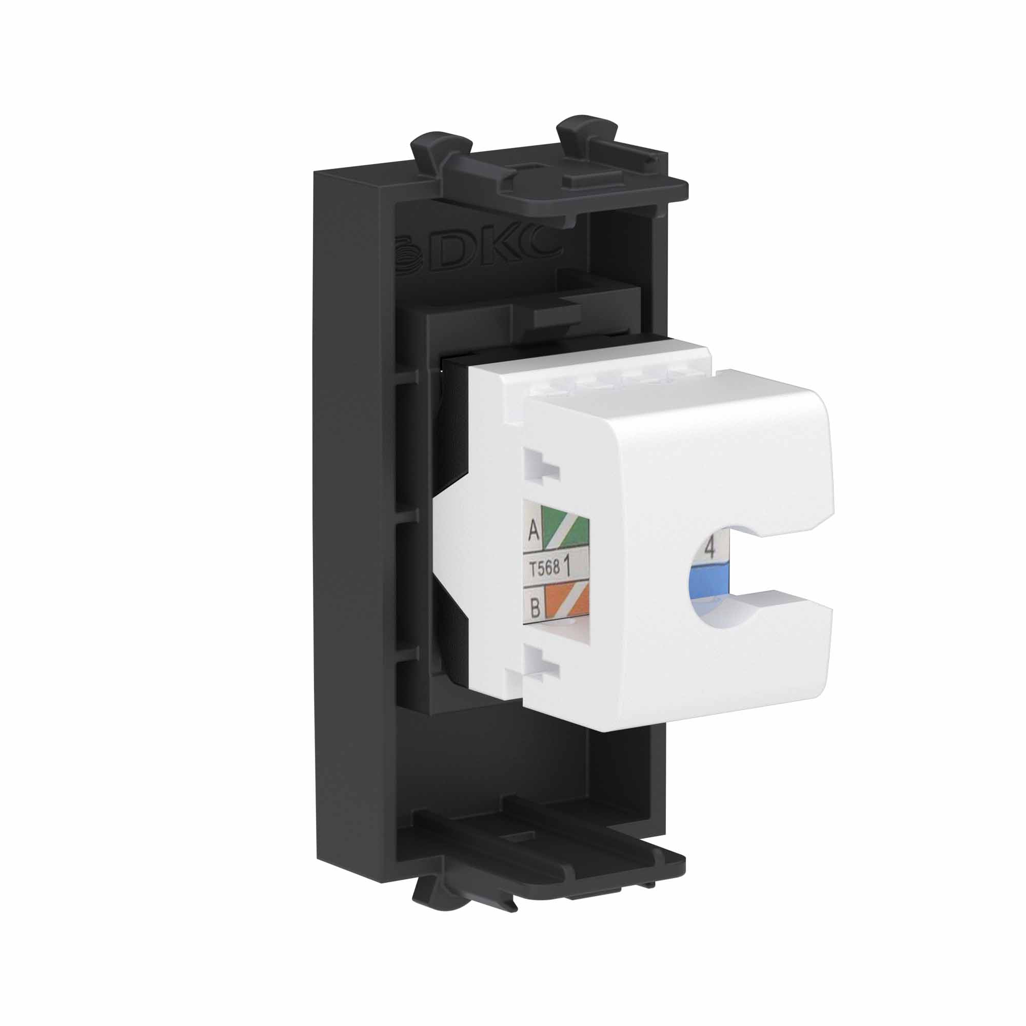 Компьютерная розетка RJ-45 без шторки модульная ,кат.6, "Avanti", "Черный матовый", 1 модуль