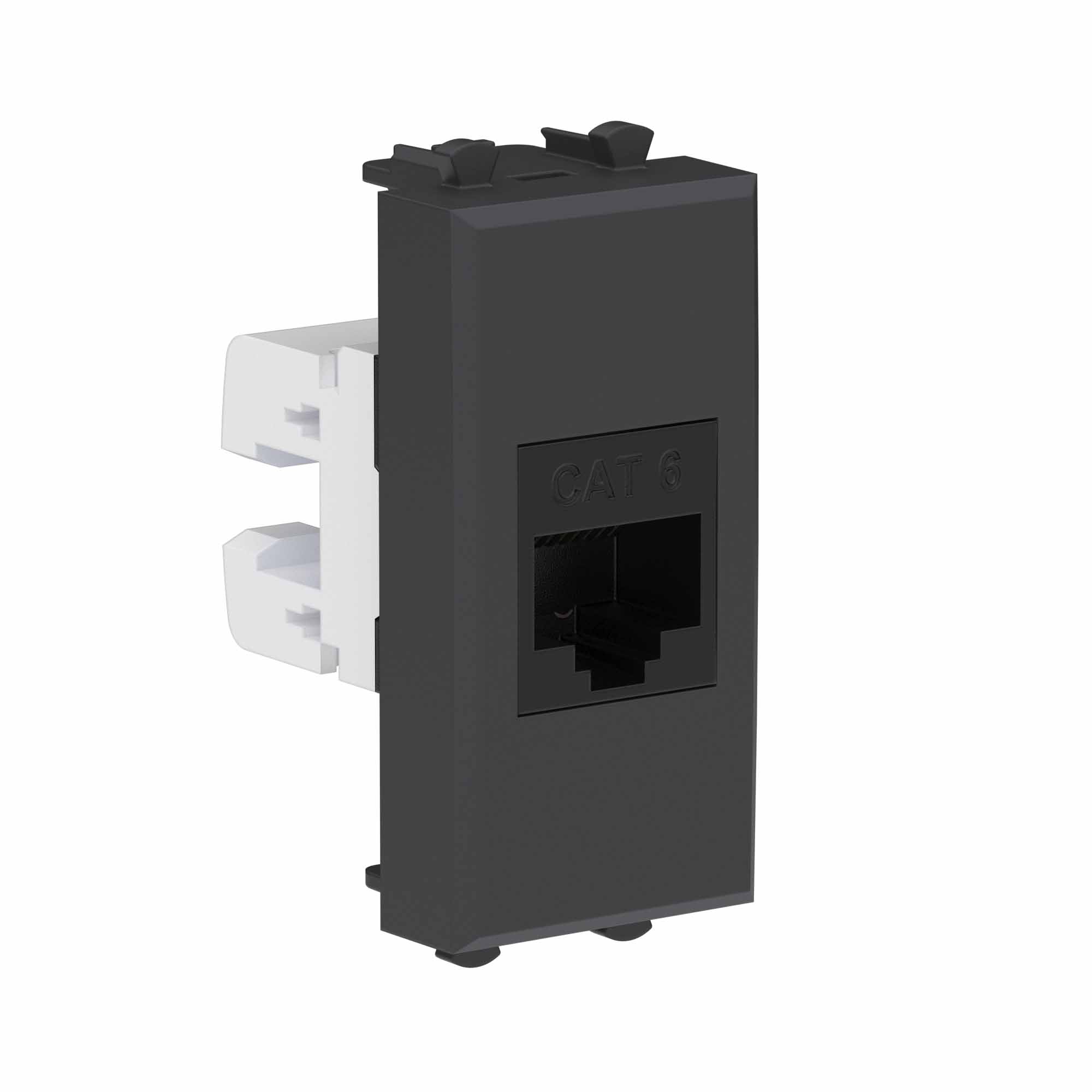 Компьютерная розетка RJ-45 без шторки модульная ,кат.6, "Avanti", "Черный матовый", 1 модуль