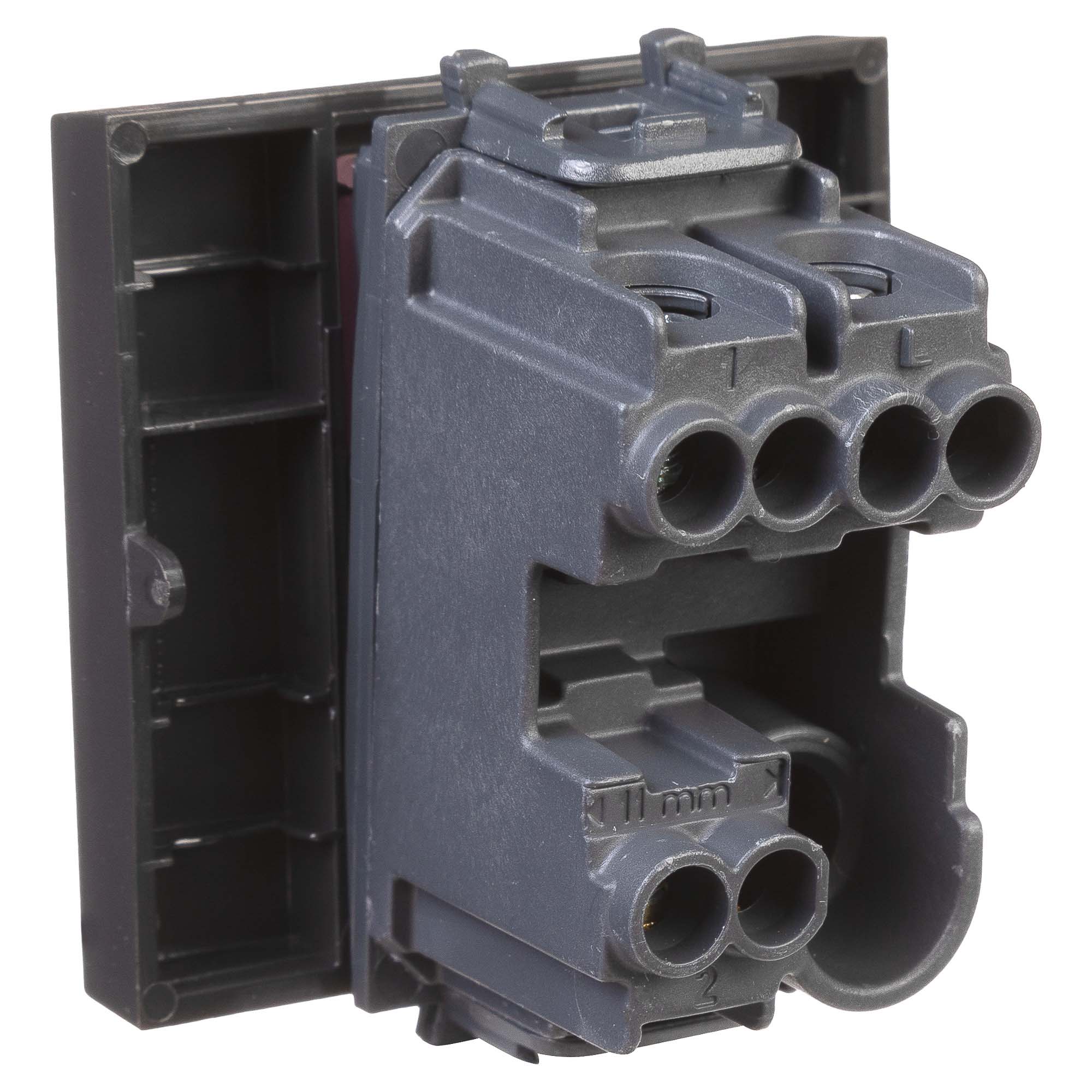 Переключатель одноклавишный модульный, "Avanti", "Черный матовый", 2 модуля