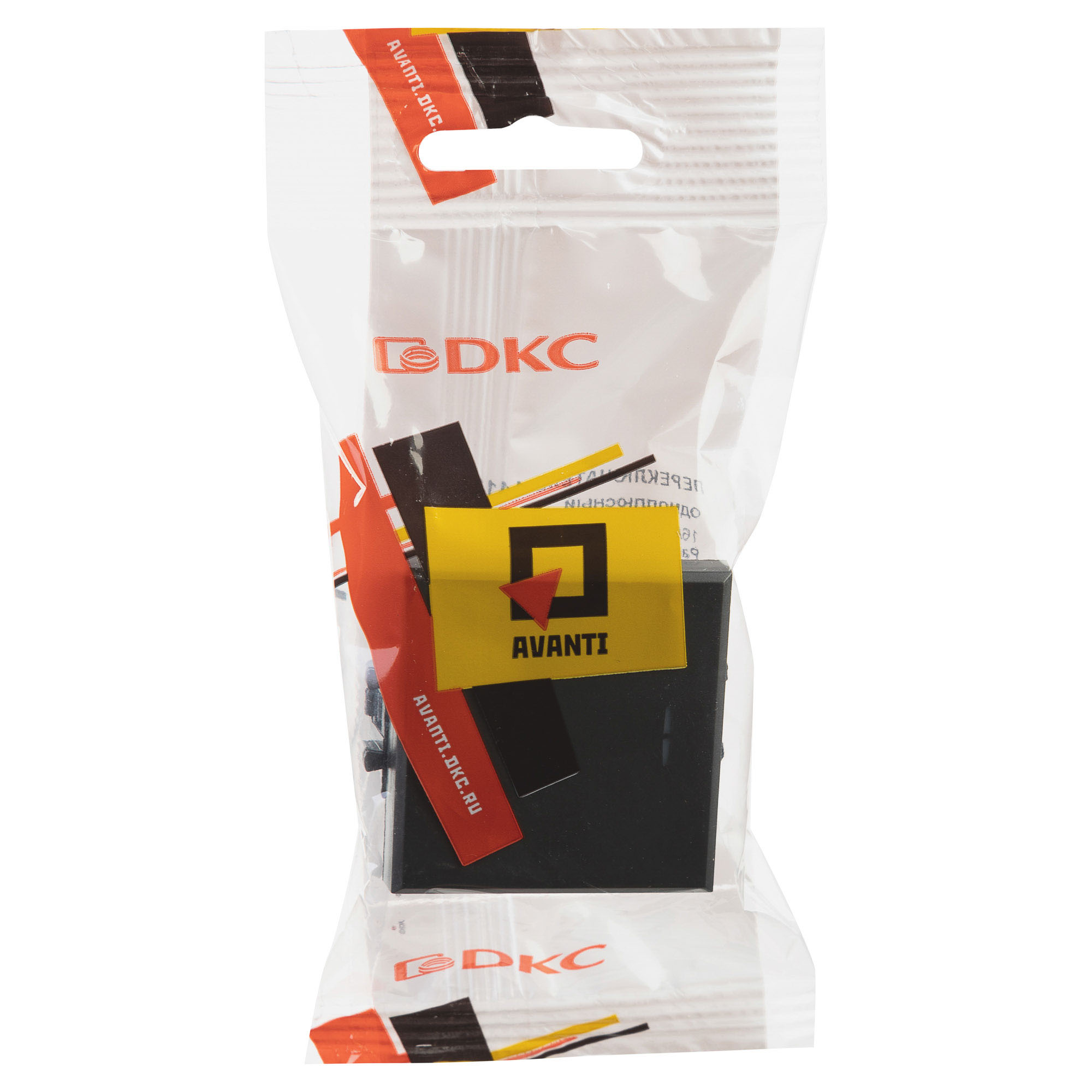 Переключатель одноклавишный модульный, "Avanti", "Черный матовый", 2 модуля