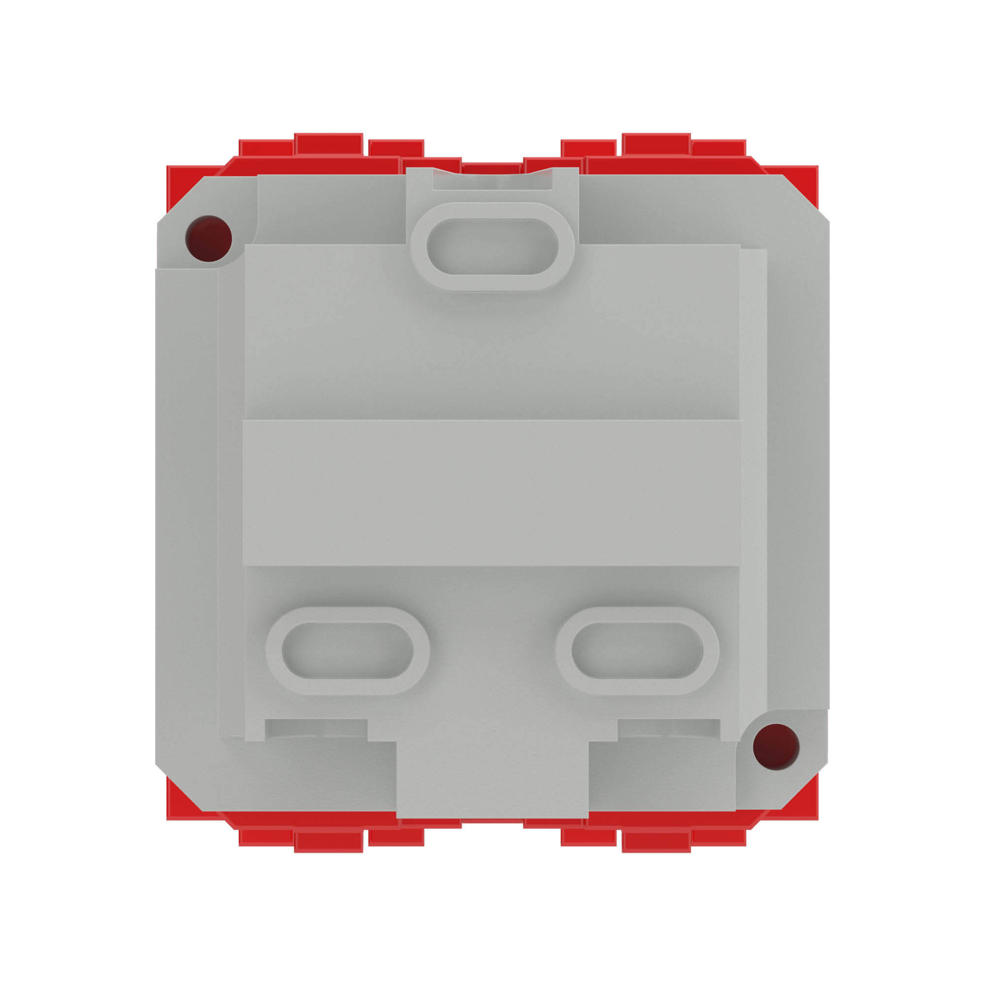 Электрическая розетка, с заземлением, со шторками, красная, 2 мод.