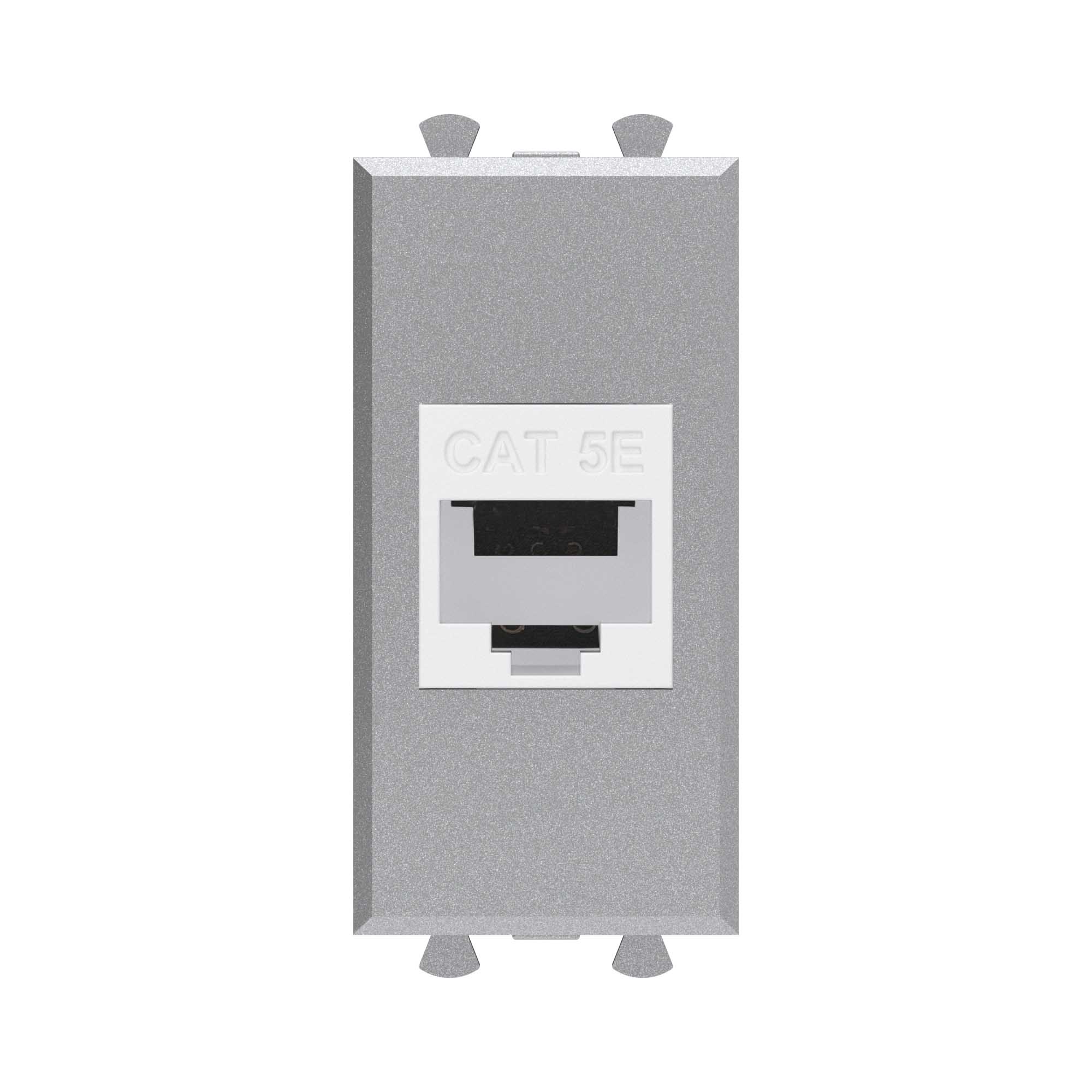 Компьютерная розетка RJ-45 без шторки модульная, кат.5е, "Avanti", "Закаленная сталь", 1 модуль