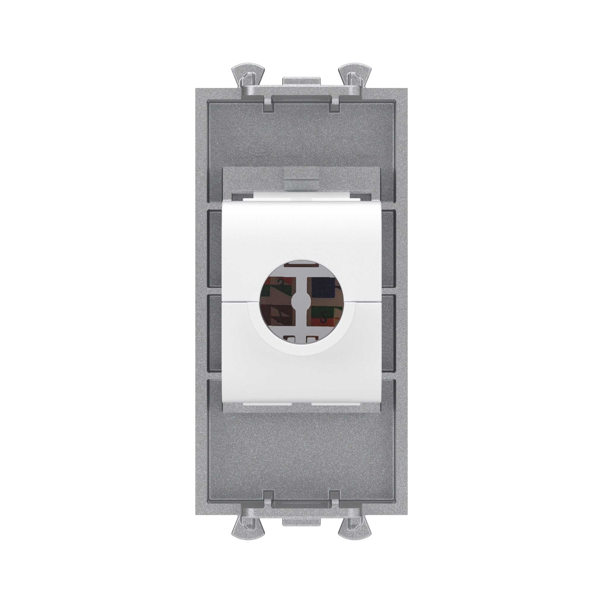 Компьютерная розетка RJ-45 без шторки модульная, кат.5е, "Avanti", "Закаленная сталь", 1 модуль