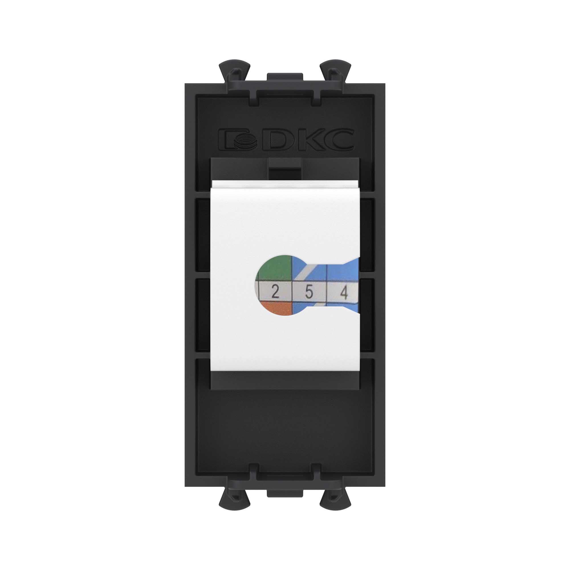 Компьютерная розетка RJ-45 без шторки модульная, кат.5е, "Avanti", "Черный матовый", 1 модуль