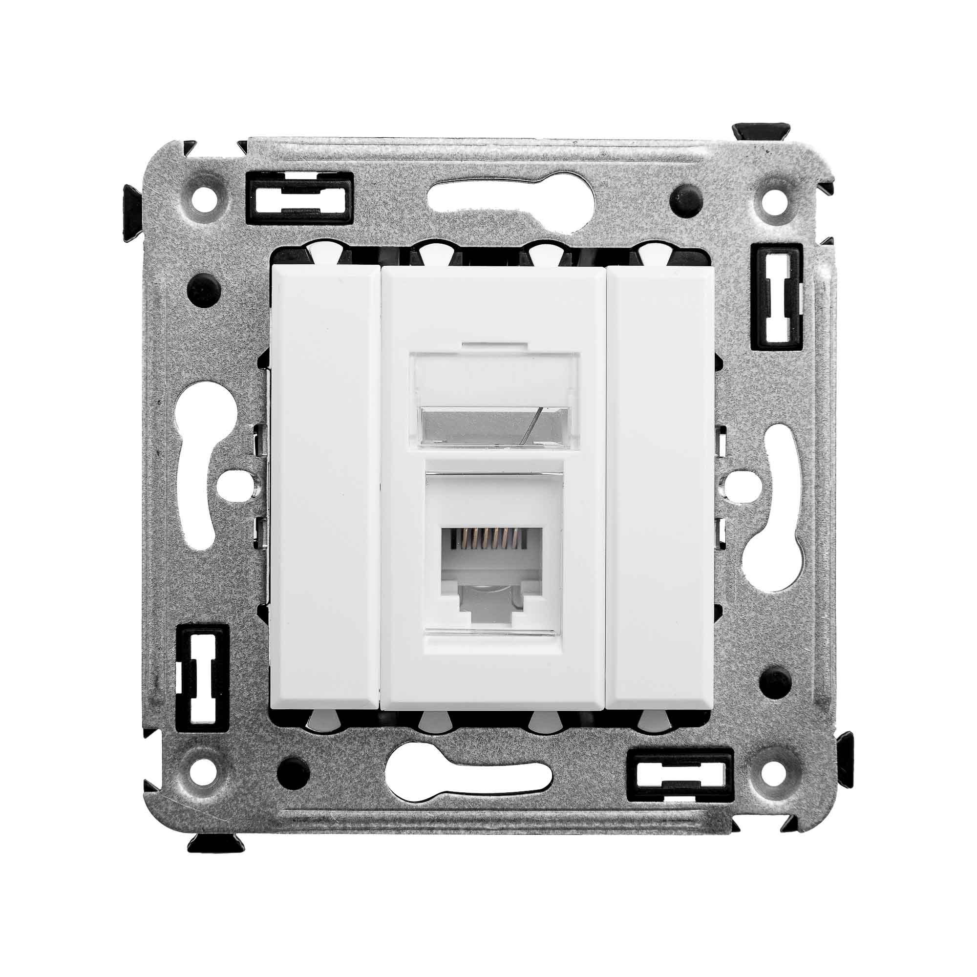 Телефонная розетка RJ-12 в стену одинарная, "Avanti", "Белое облако"