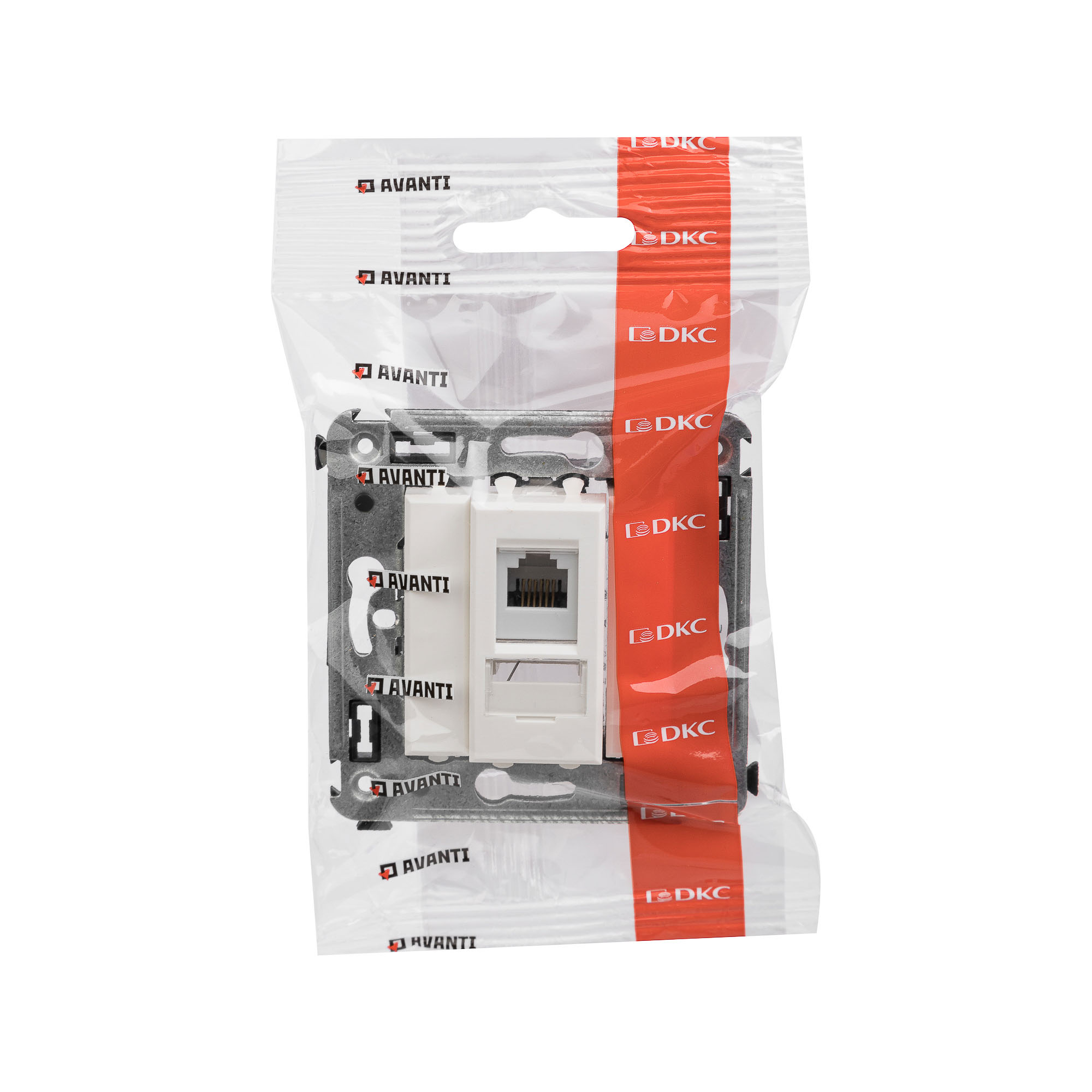 Телефонная розетка RJ-12 в стену одинарная, "Avanti", "Белое облако"