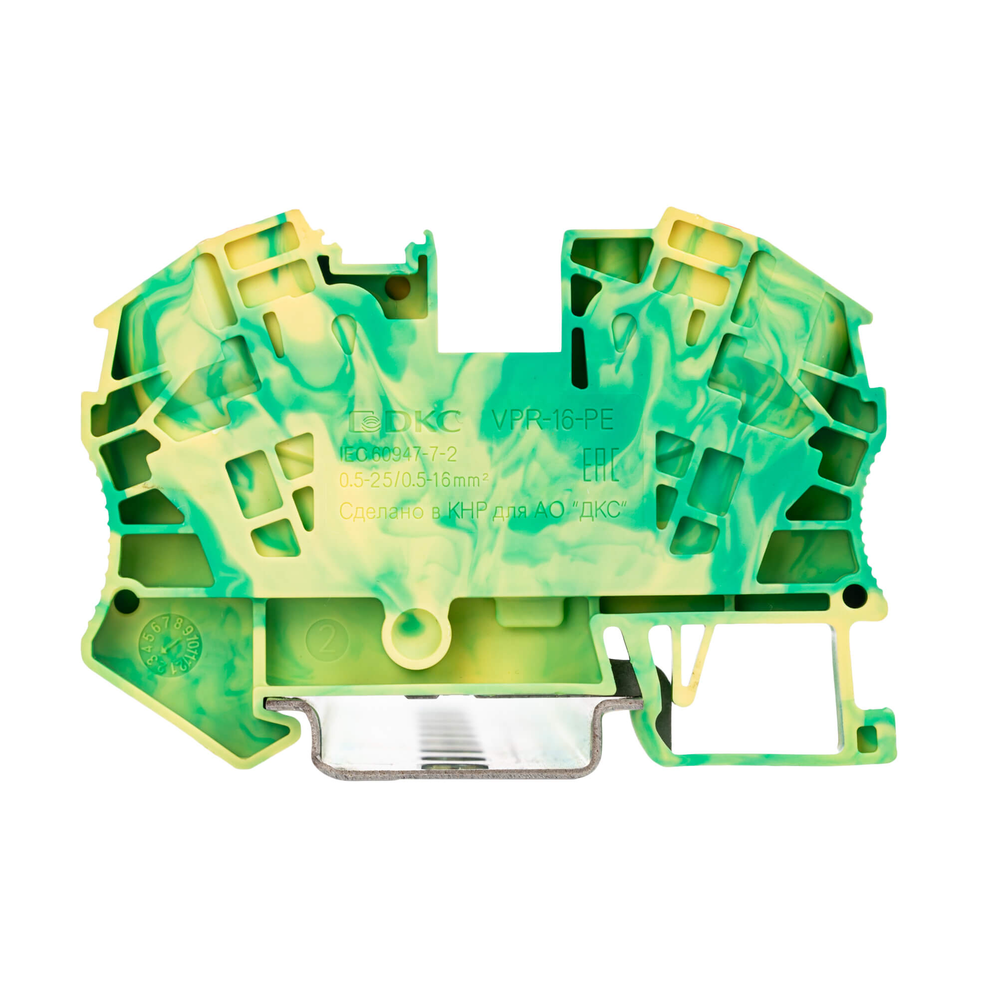 Клемма заземления, зажим push-in, 2 точки подключения, 16 кв.мм