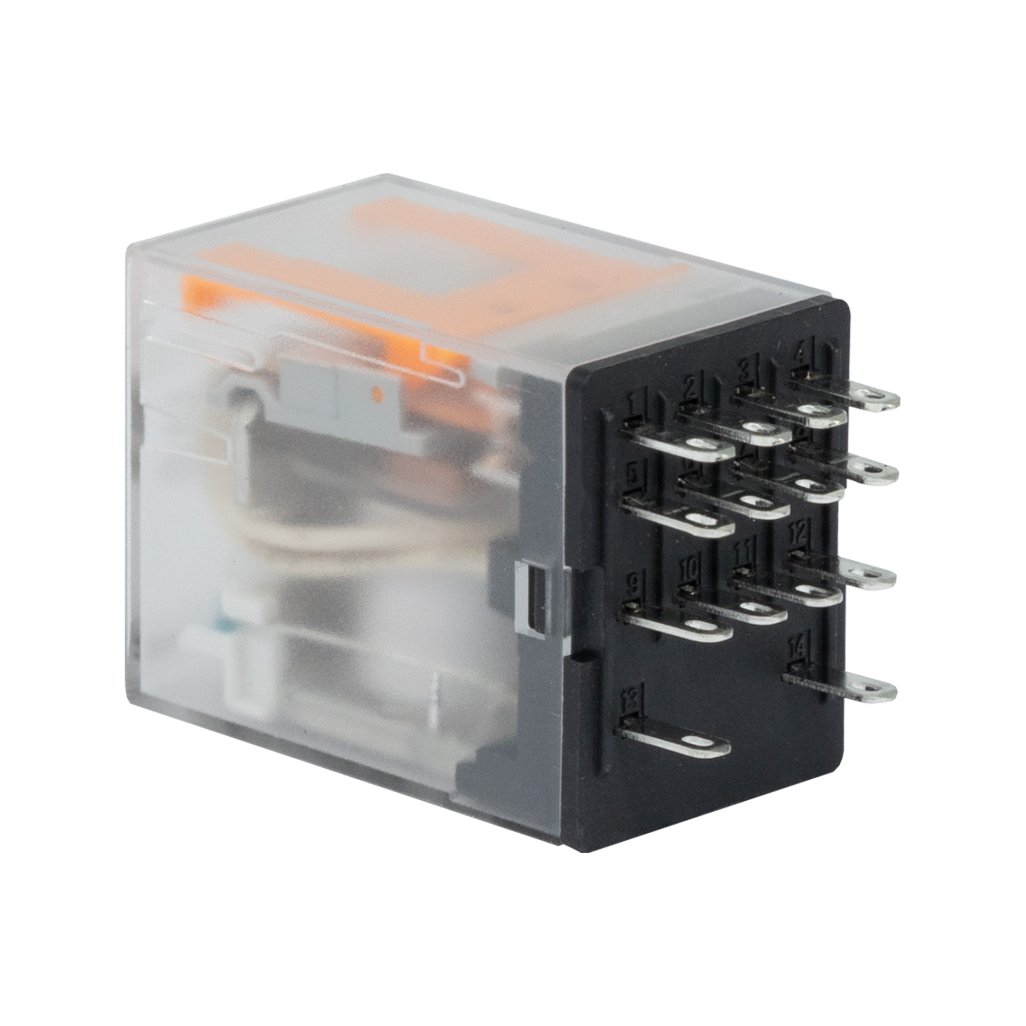 Реле миниатюрное промышленное общего назначения, 4CO, ком. ток 6А, AgSnO2, напряжение 24V DC, опция: тест-кнопка+светодиод+защитный диод