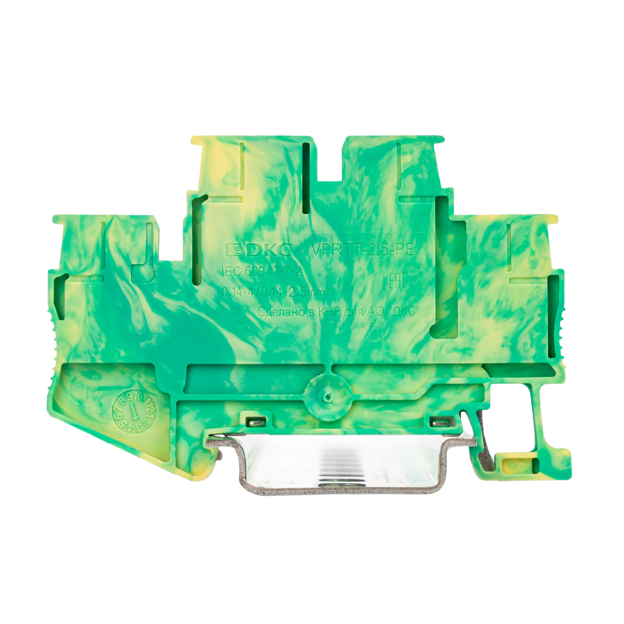 Клемма заземления двухуровневая, зажим push-in, 4 точки подключения, 2.5 кв.мм