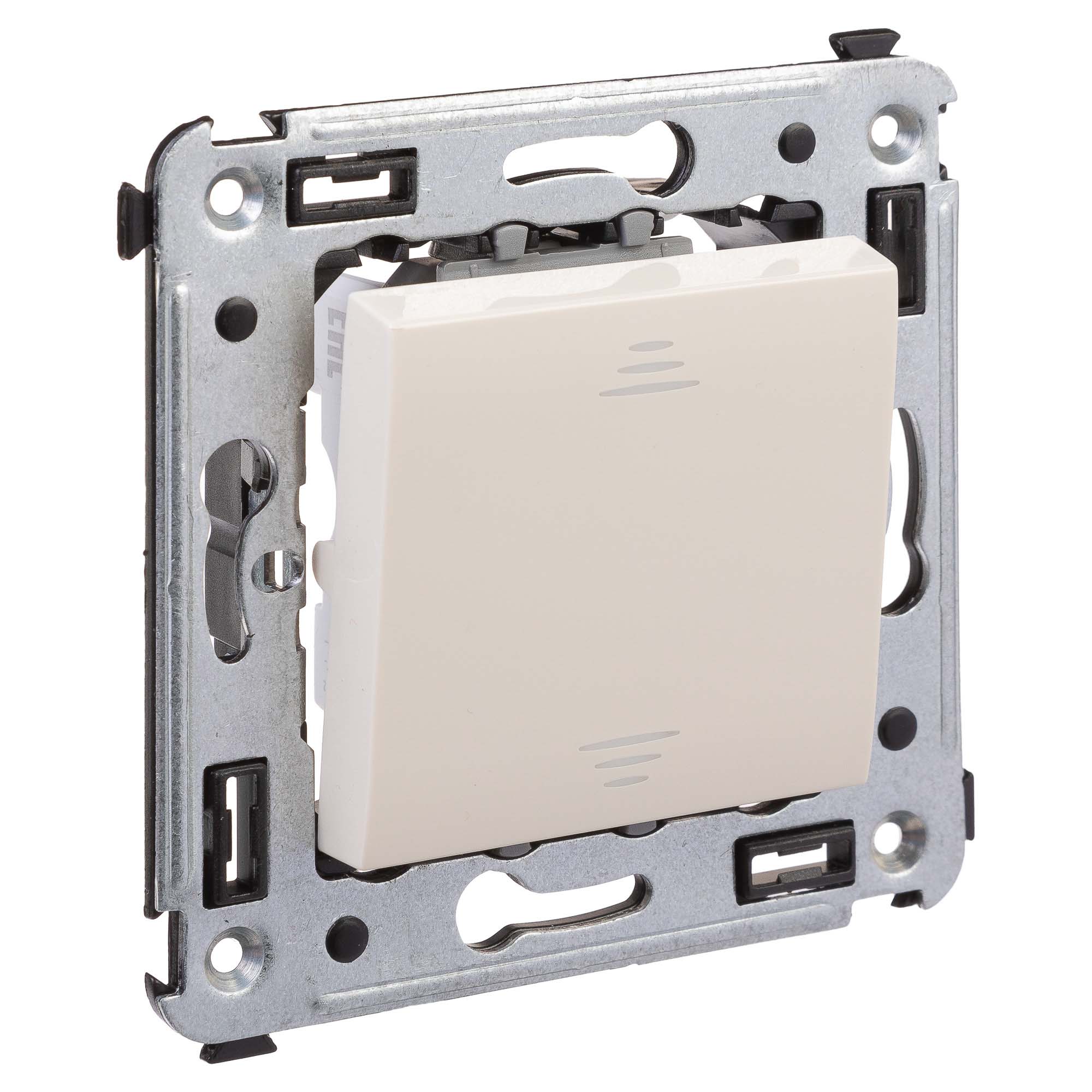 Переключатель одноклавишный в стену, "Avanti", "Ванильная дымка"