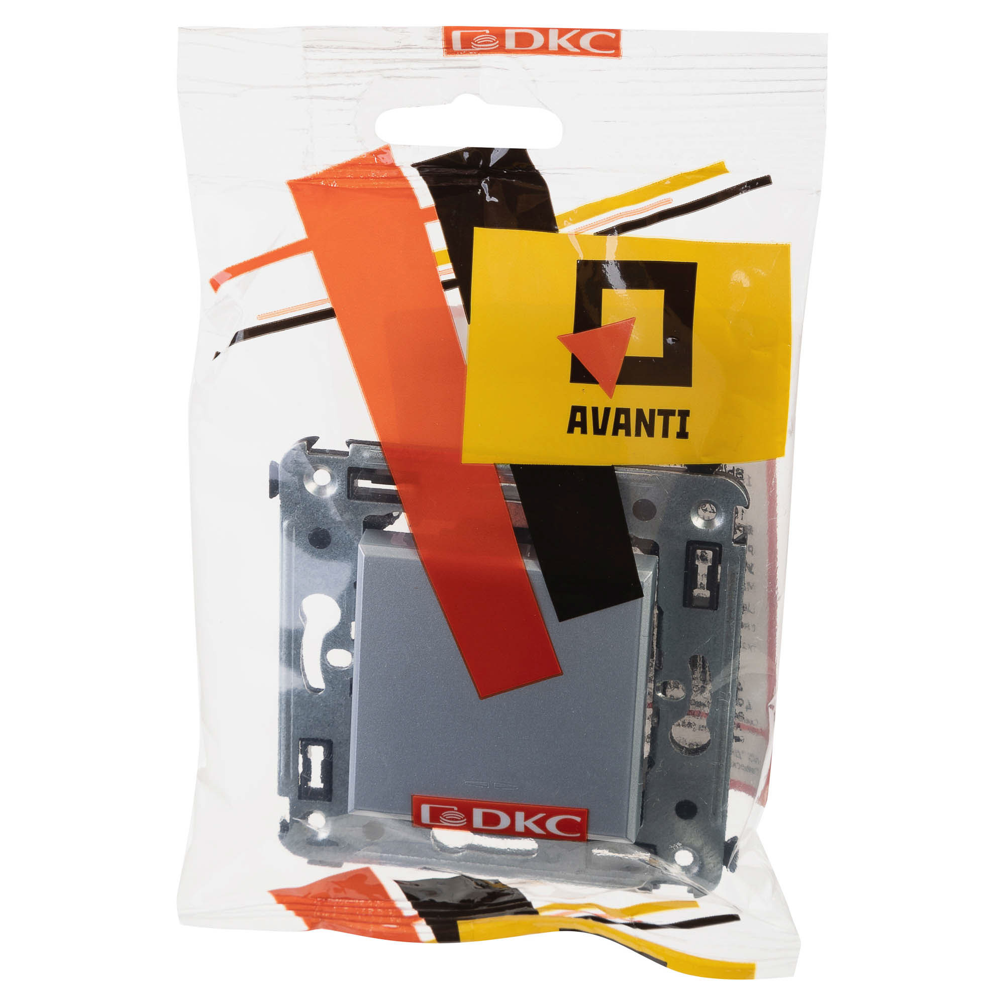 Выключатель одноклавишный в стену, "Avanti", "Закаленная сталь"