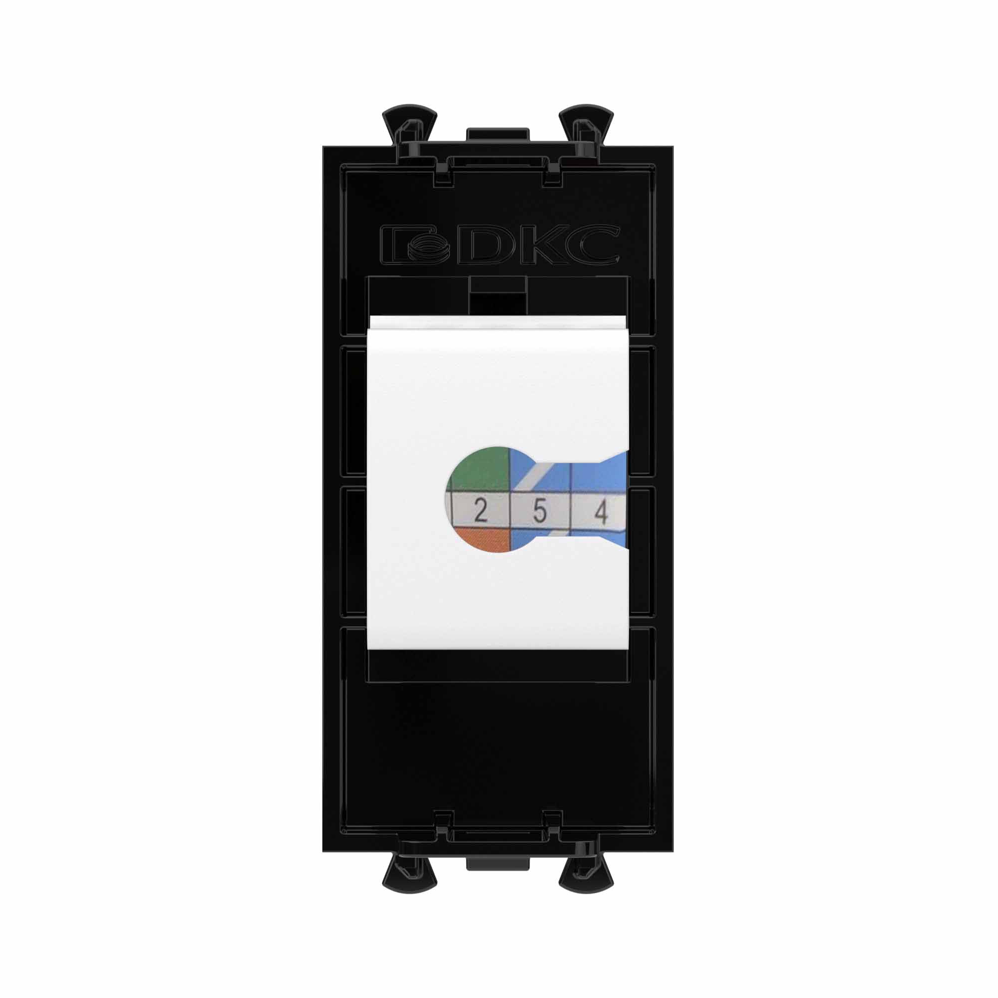 Компьютерная розетка RJ-45 без шторки модульная, кат.6, "Avanti", "Черный квадрат", 1 модуль