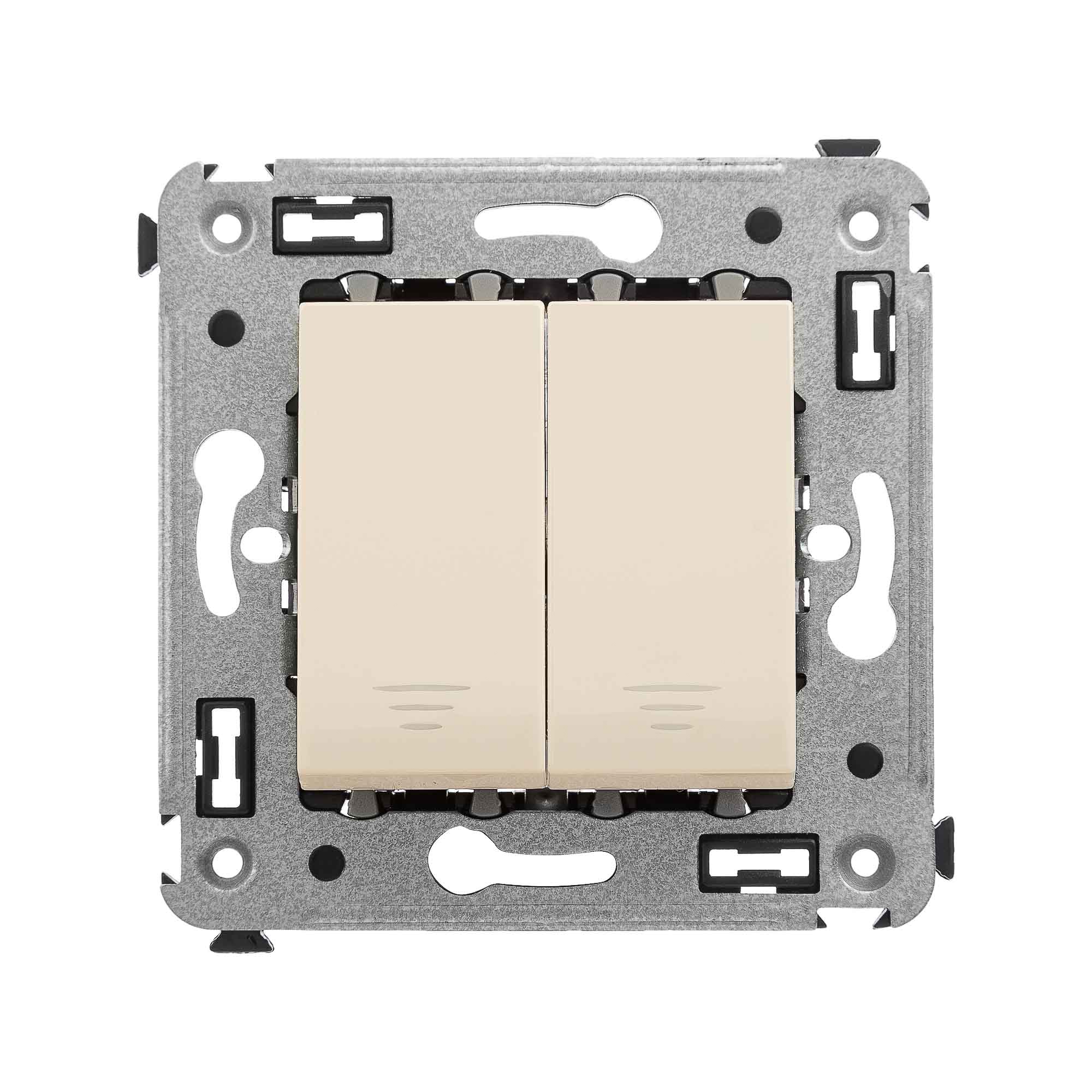 Кнопка двухклавишная в стену, "Avanti", "Ванильная дымка"