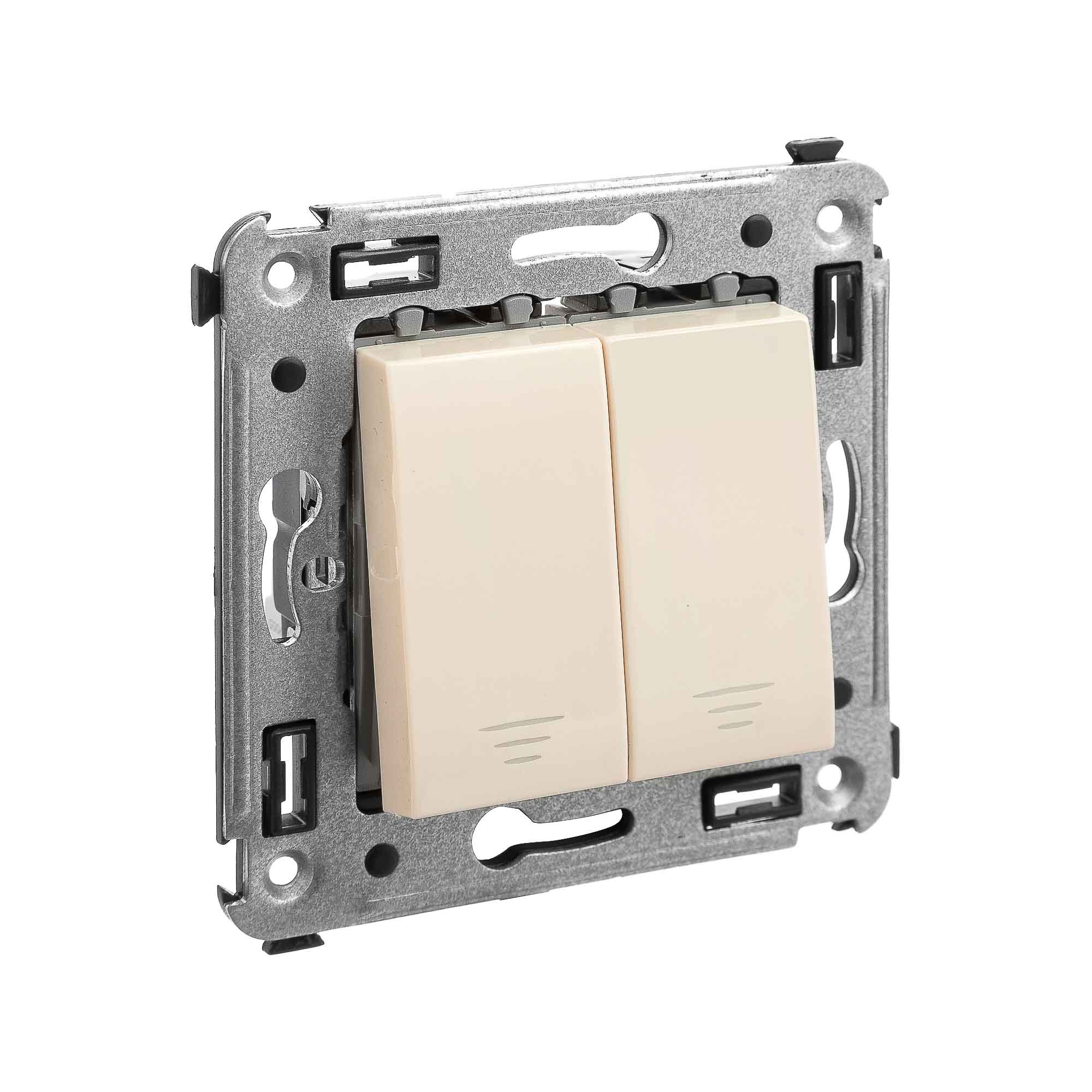 Кнопка двухклавишная в стену, "Avanti", "Ванильная дымка"