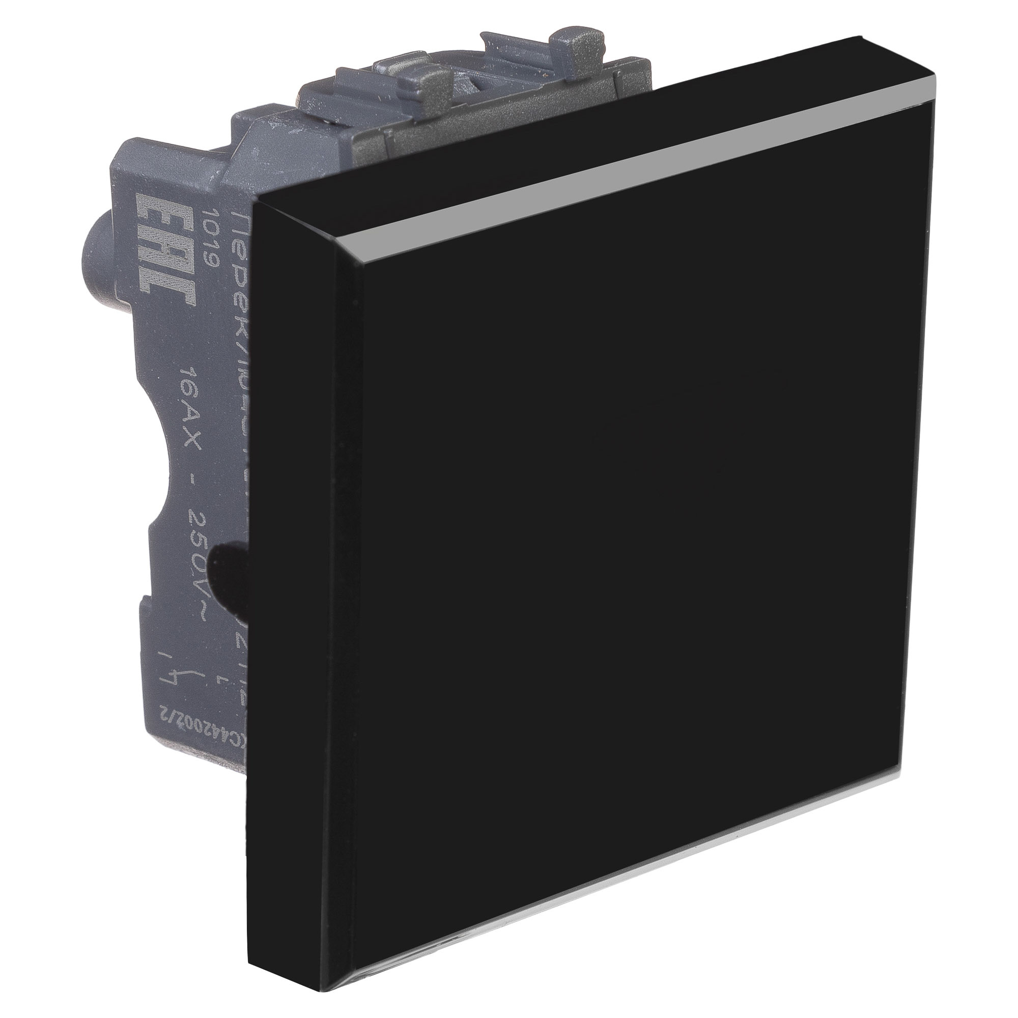 Переключатель одноклавишный модульный, "Avanti", "Черный квадрат", 2 модуля