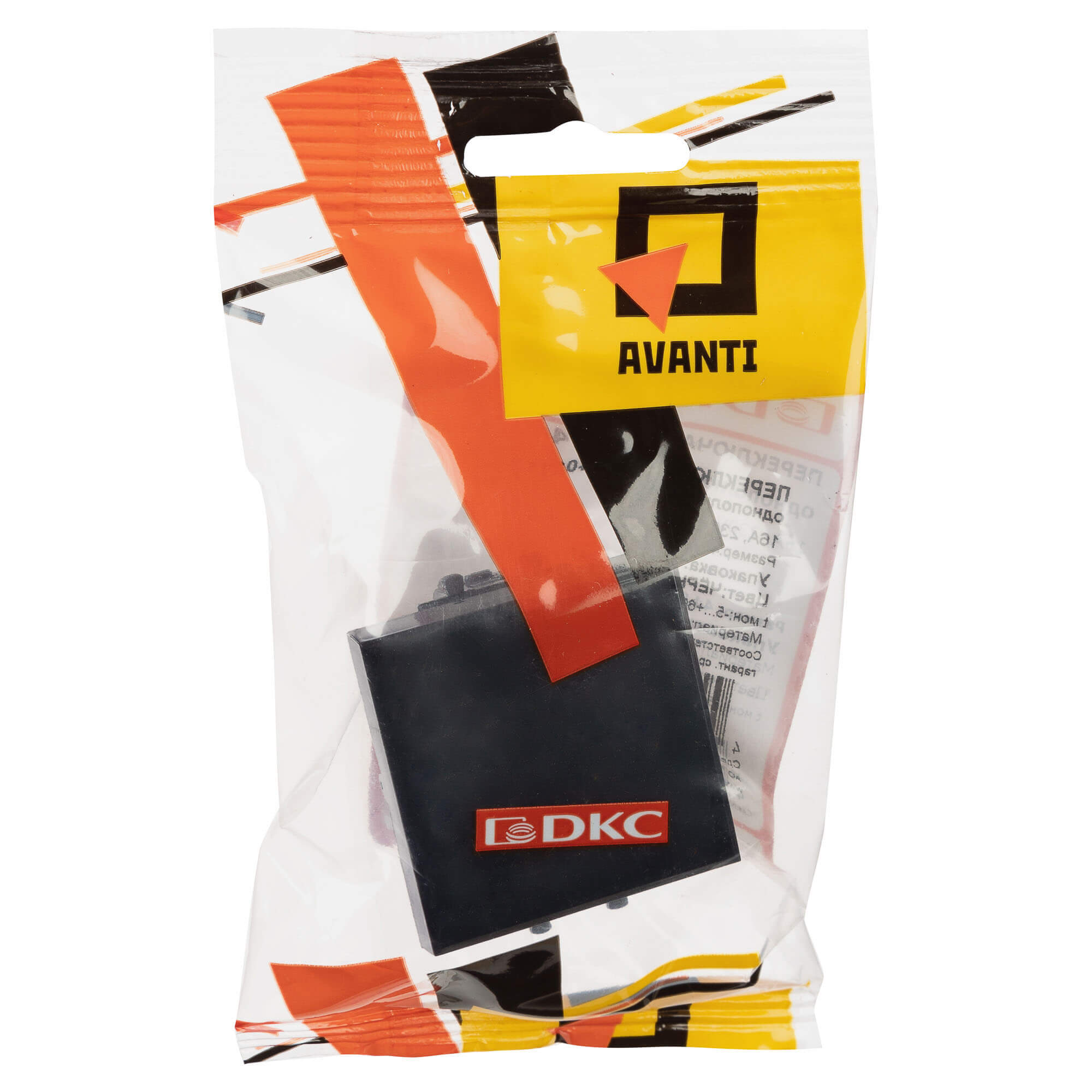 Переключатель одноклавишный модульный, "Avanti", "Черный квадрат", 2 модуля