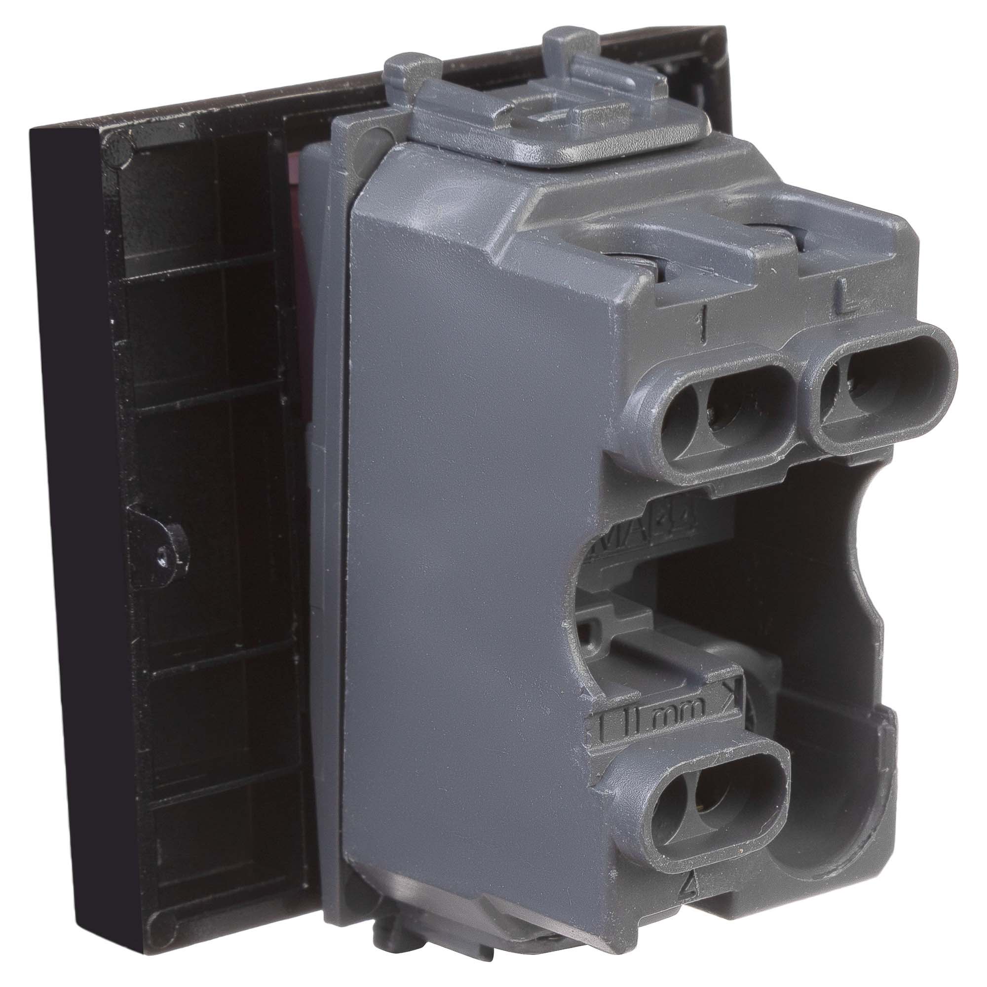 Переключатель одноклавишный модульный, "Avanti", "Черный квадрат", 2 модуля