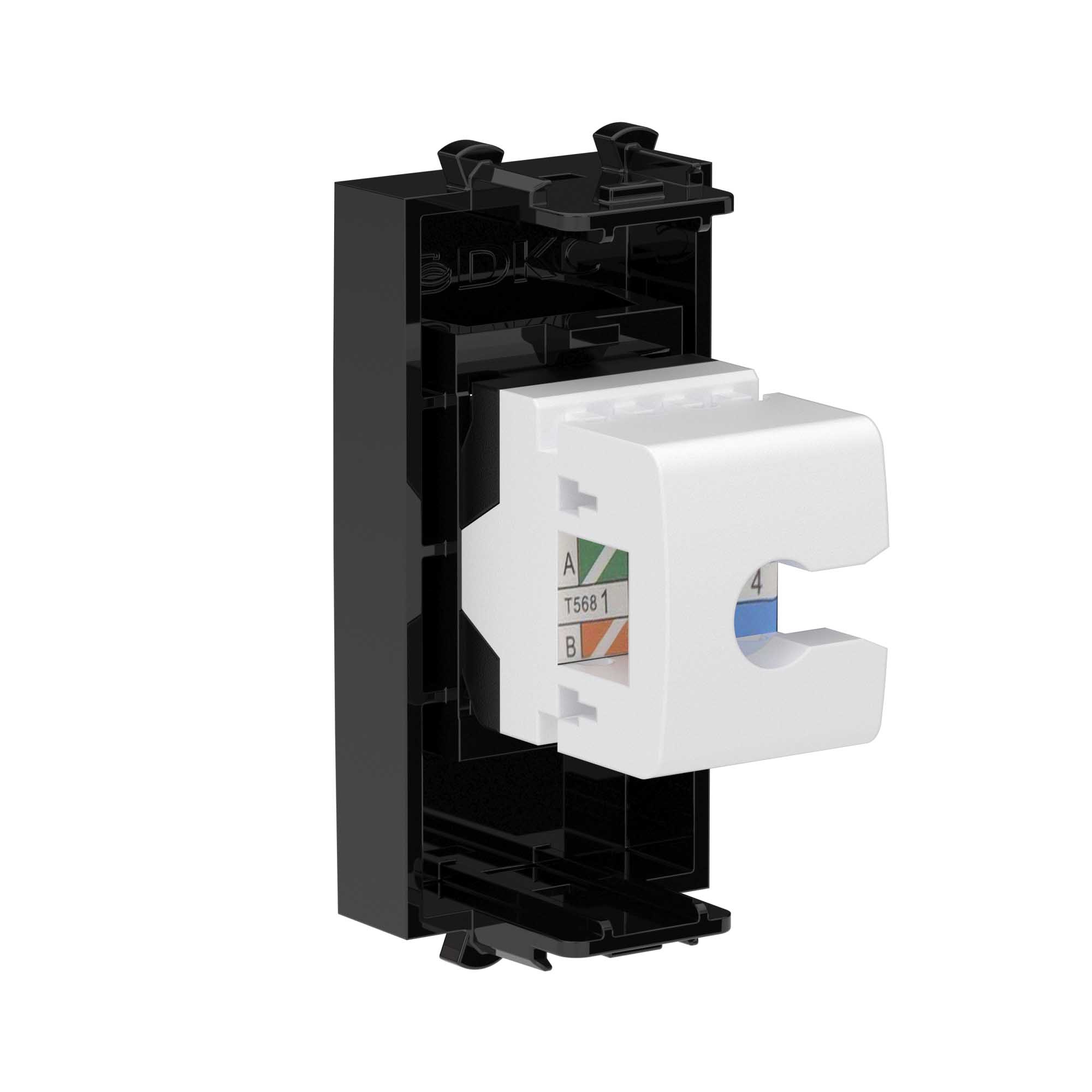 Компьютерная розетка RJ-45 без шторки модульная, кат.5е, "Avanti", "Черный квадрат", 1 модуль