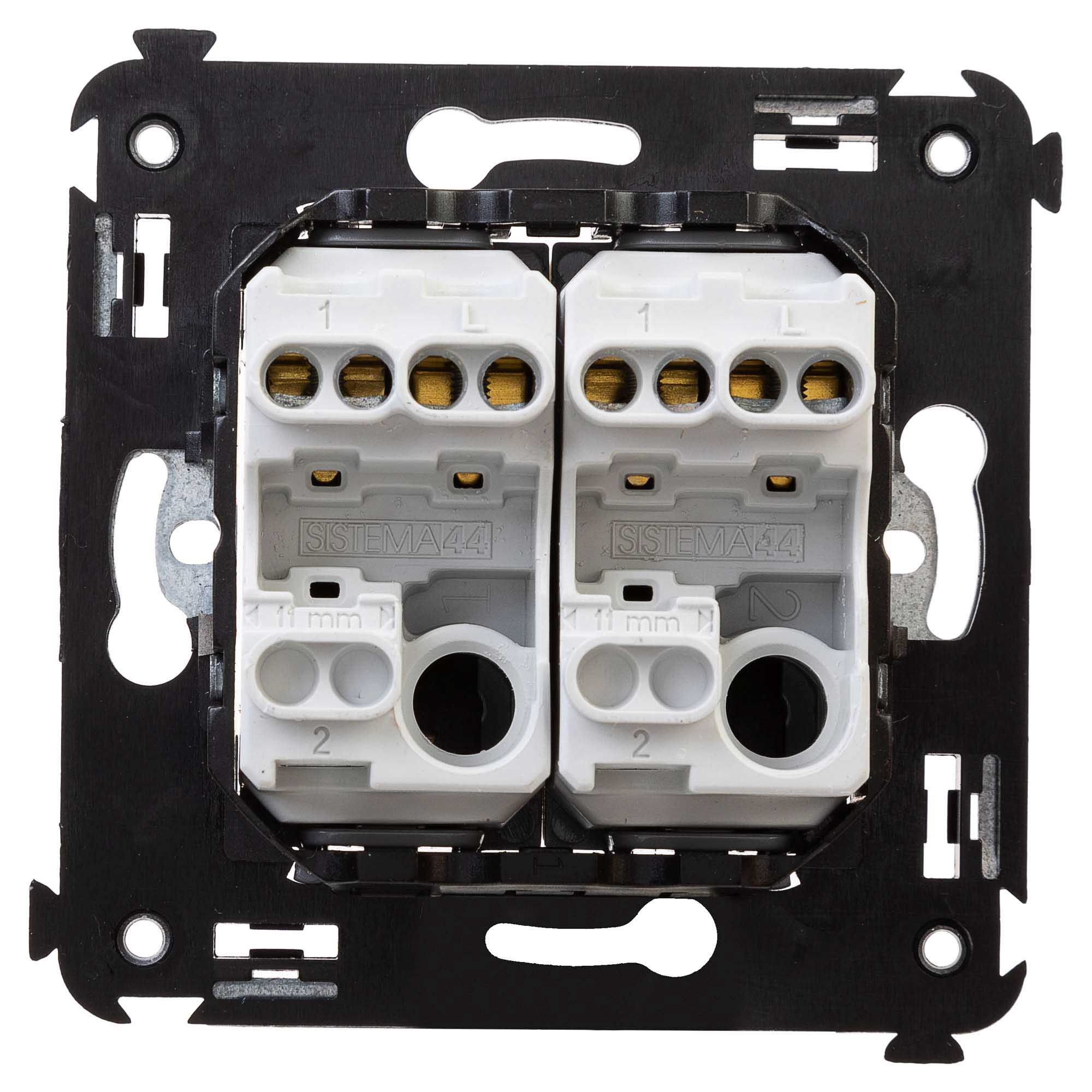 Выключатель двухклавишный в стену, "Avanti", "Ванильная дымка"