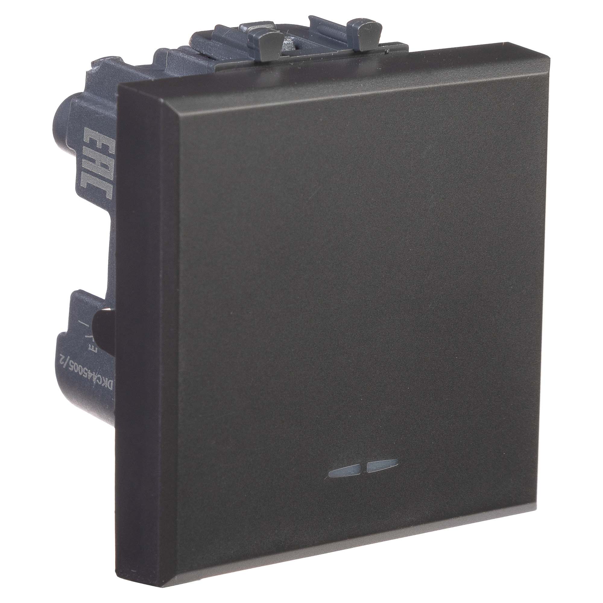 Кнопка одноклавишная модульная, "Avanti", "Черный матовый", 2 модуля